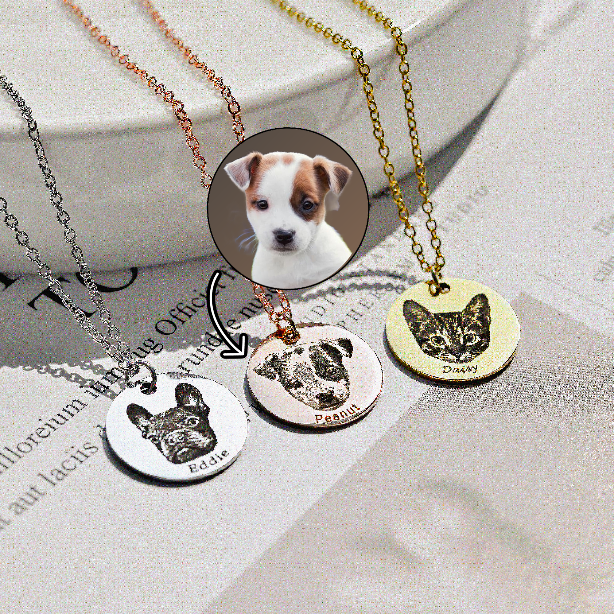Unique Custom Pet Portrait Necklace Pet Memorial Gift Sterling Silver Cat Necklace Pet Portrait Pet Loss Gift Handmade Jewelry (FN-154)