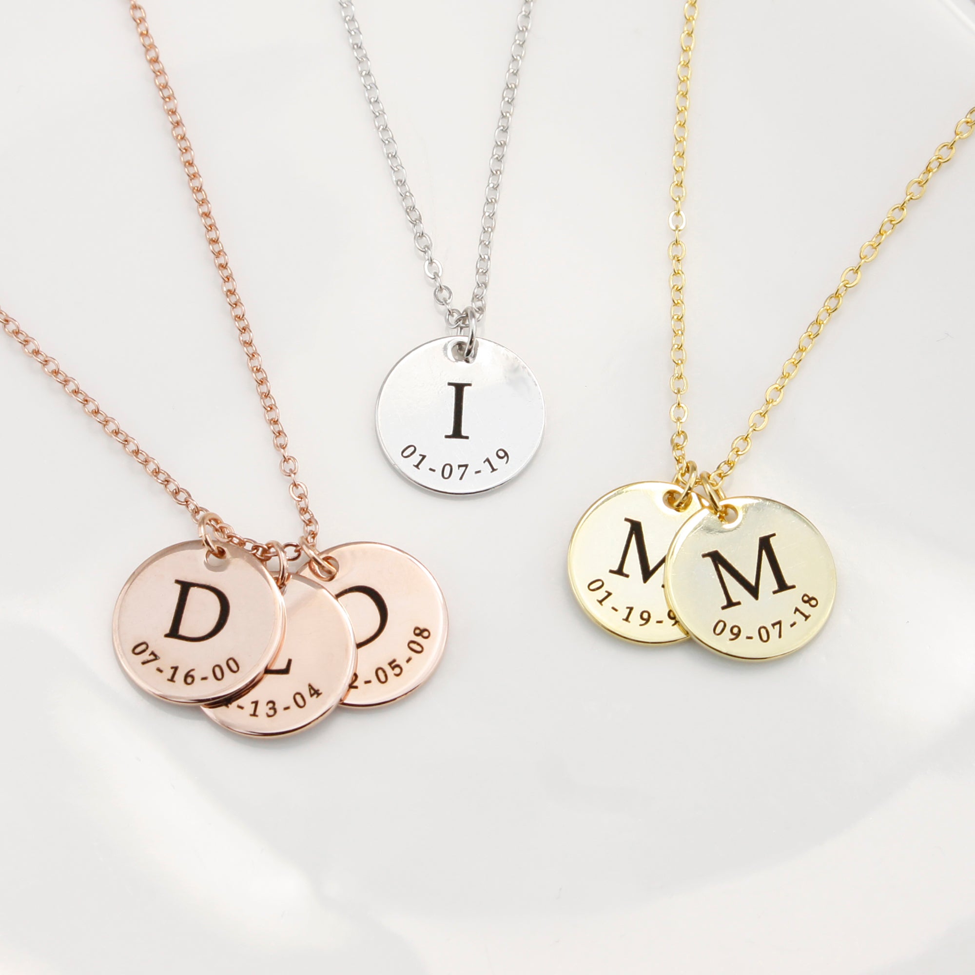 Custom Initial & Date Necklace for Mom Family Necklace (FN-34)