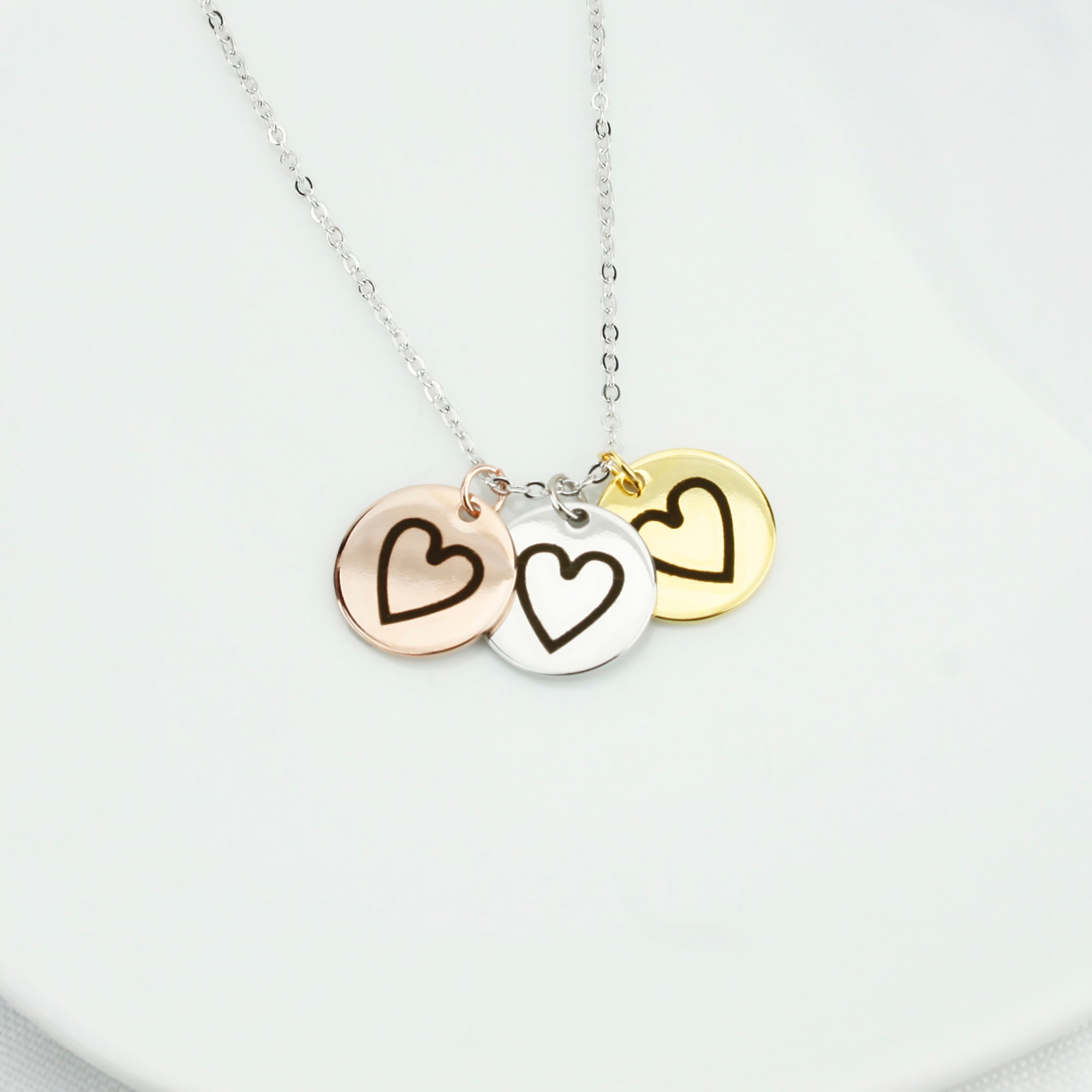 Heart Necklace Mixed Metal Necklace Love Necklace (FN-59)