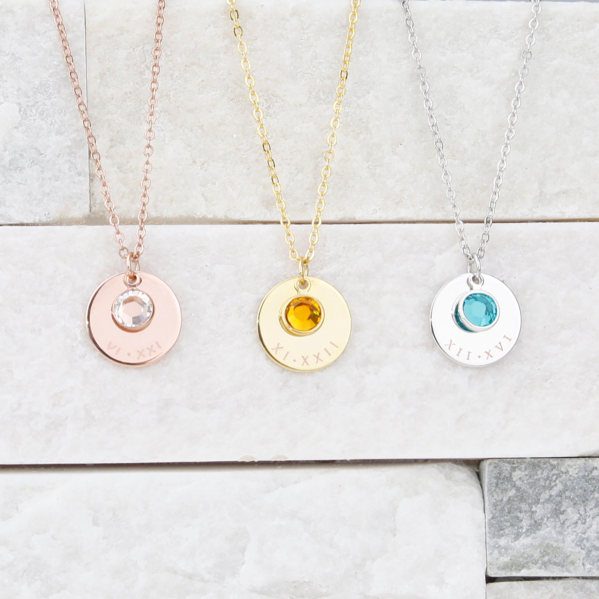 Personalized Birthstone Necklace Mom Necklace Birthstone Jewelry (FN-121)