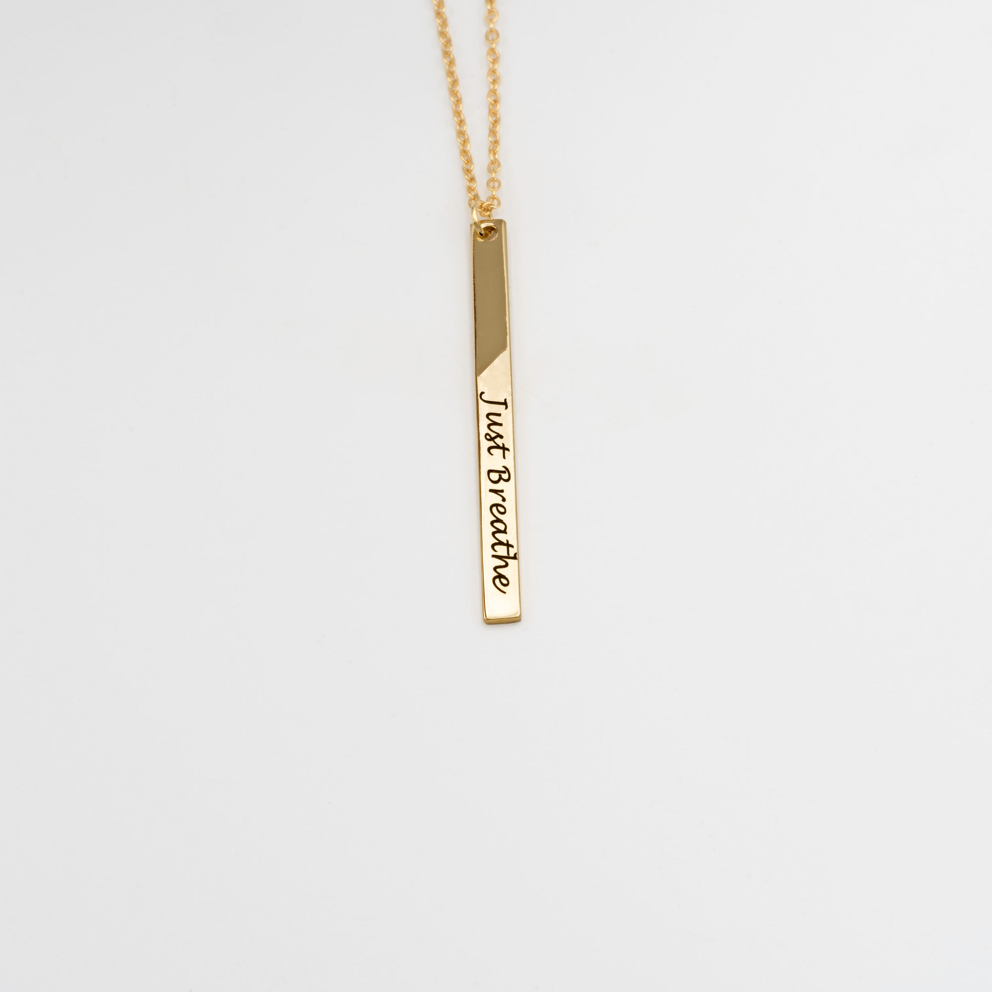 Engraved Necklace Custom Vertical Necklace Personalized Jewelry (FN-21)