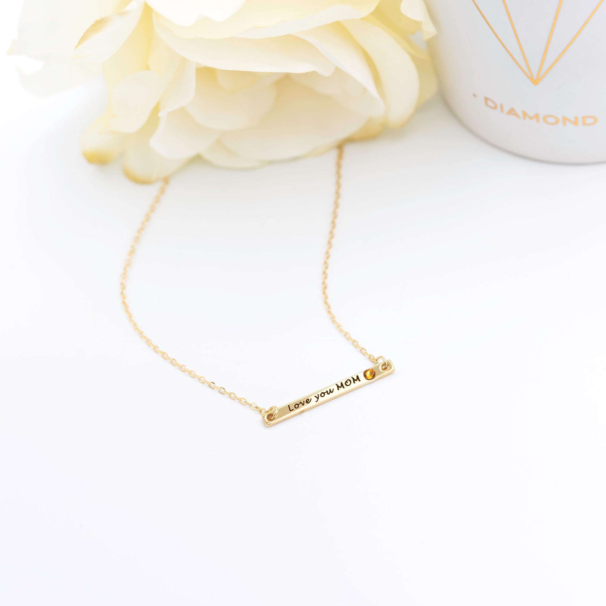 Personalized Birthstone Necklace Custom Name Necklace Birthstone Jewelry (FN-109)