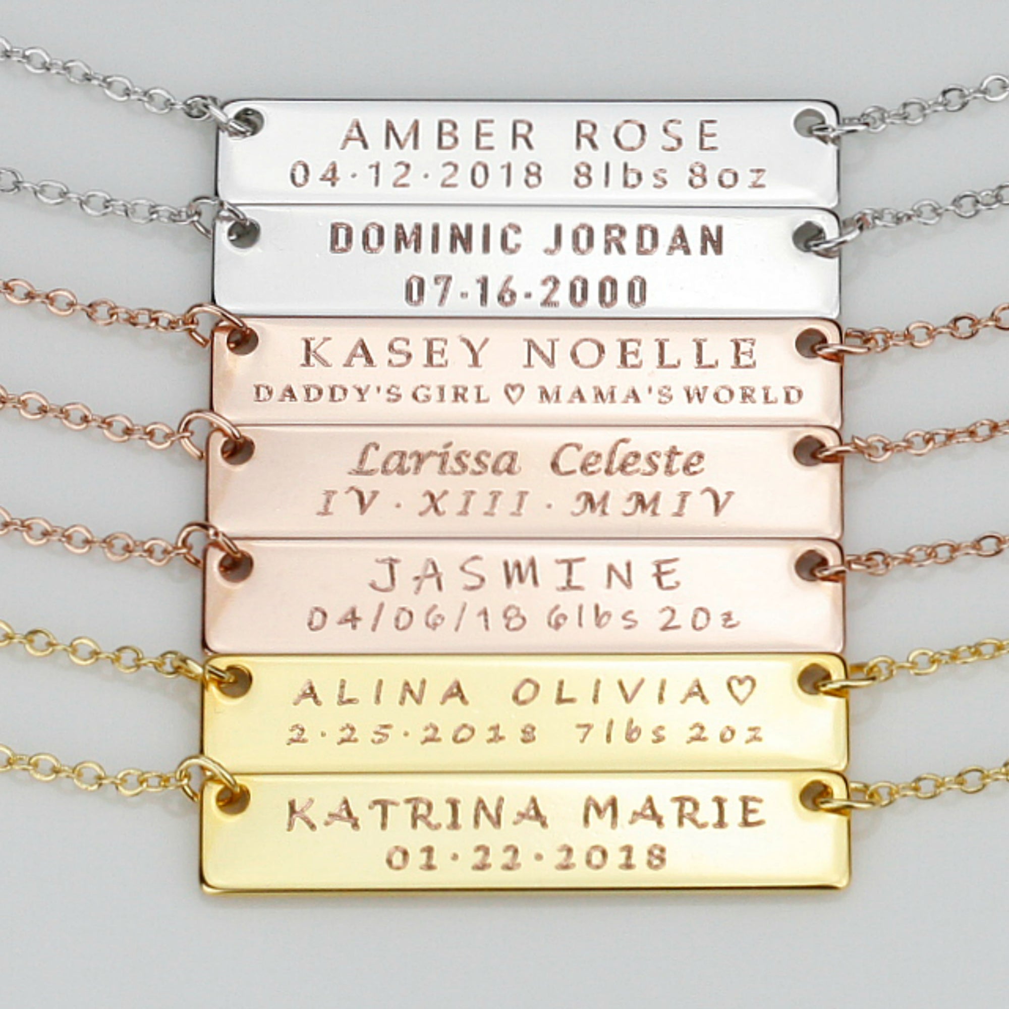 Birth Announcement, Baby Birth Stats Necklace, New Mom Gift (FN-27)
