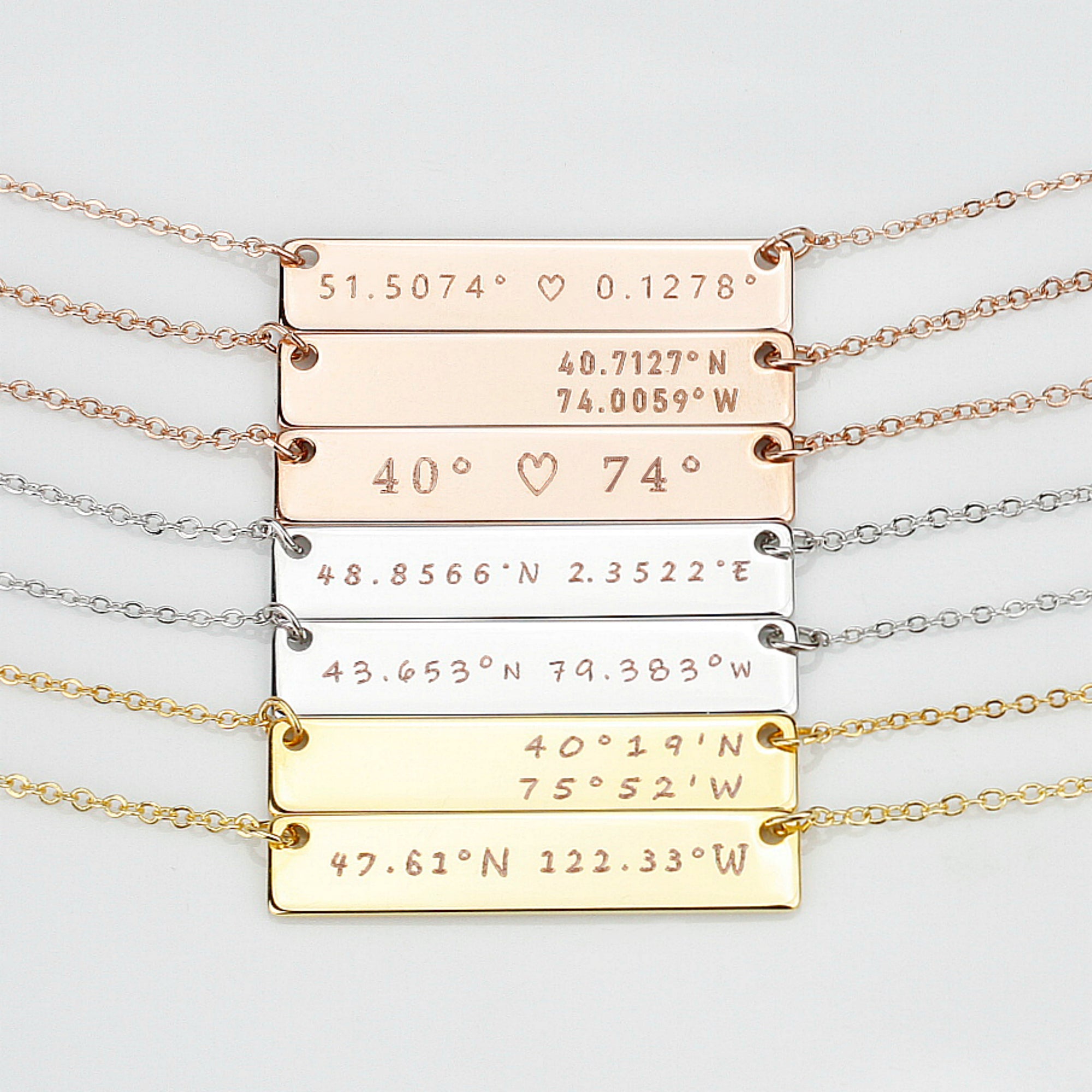 Custom Necklaces for Women Engraved Necklace Personalized Jewelry Bar (FN-01)