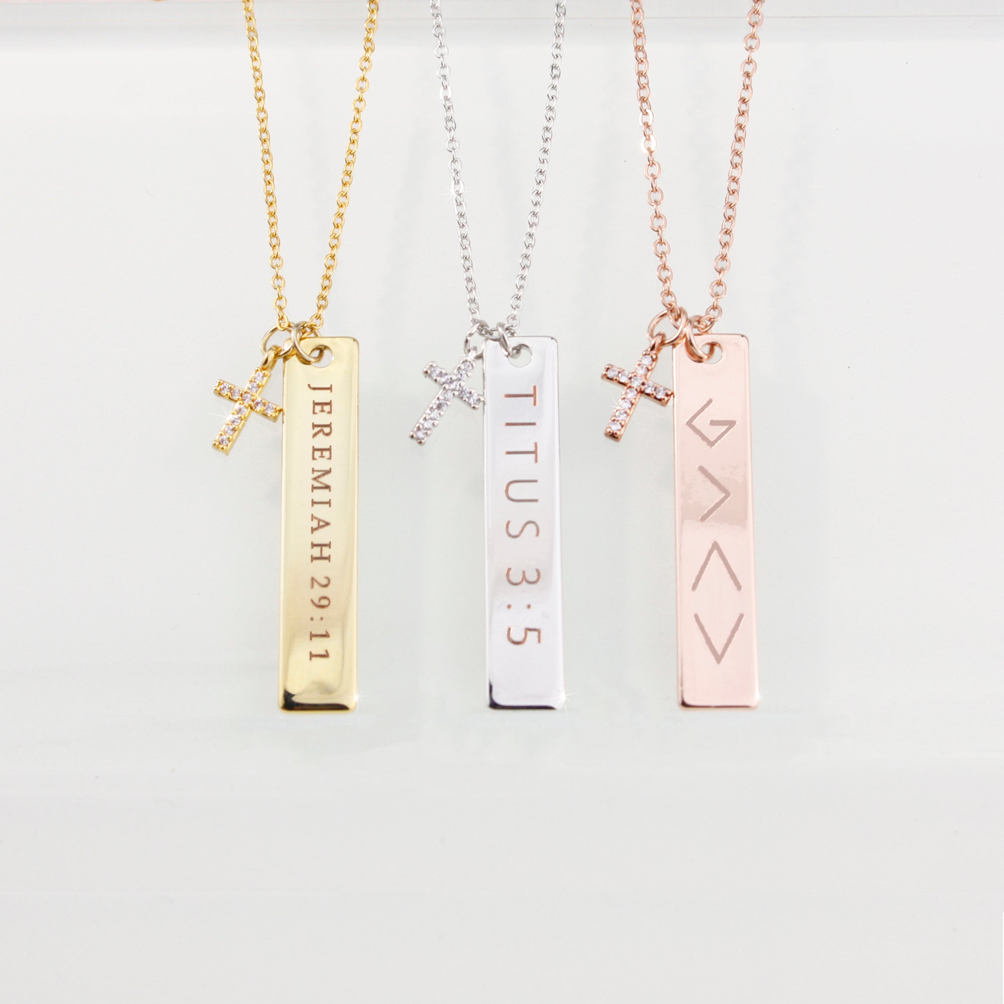 Christian Necklace Cubic Cross Necklace Women Bible Verse Necklace (FN-31)