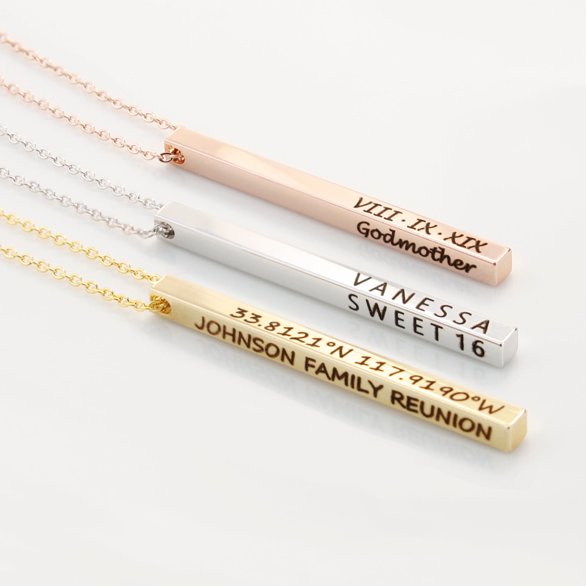 Custom Necklace Personalized Vertical Bar Necklace Coordinate Necklace (FN-102)