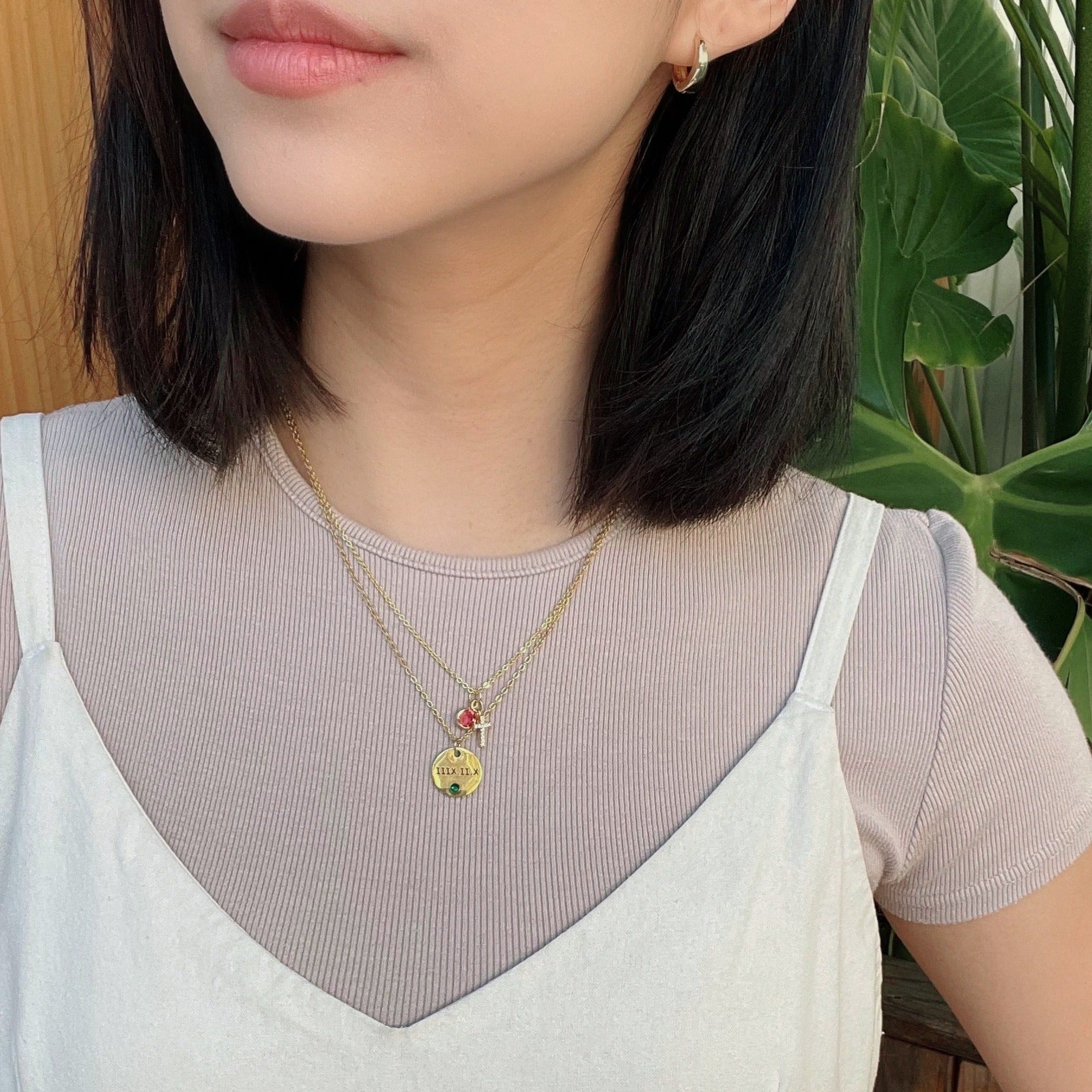 Cross Necklace Women Birthstone Jewelry Christian Necklace Birthstone Necklace (FN-118)