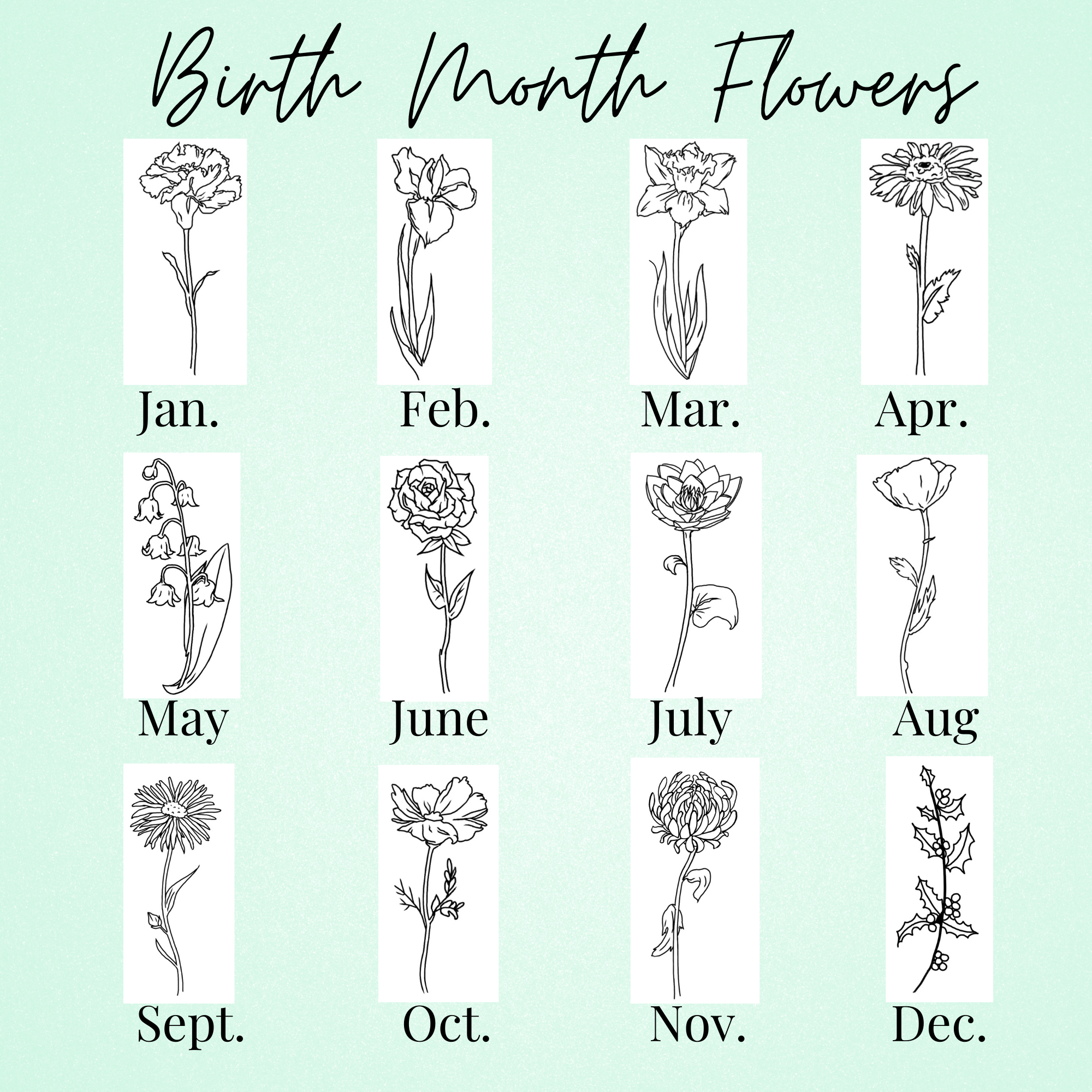 Birth Flower Jewelry Vertical Necklace Birth Flower Necklace (FN-127)