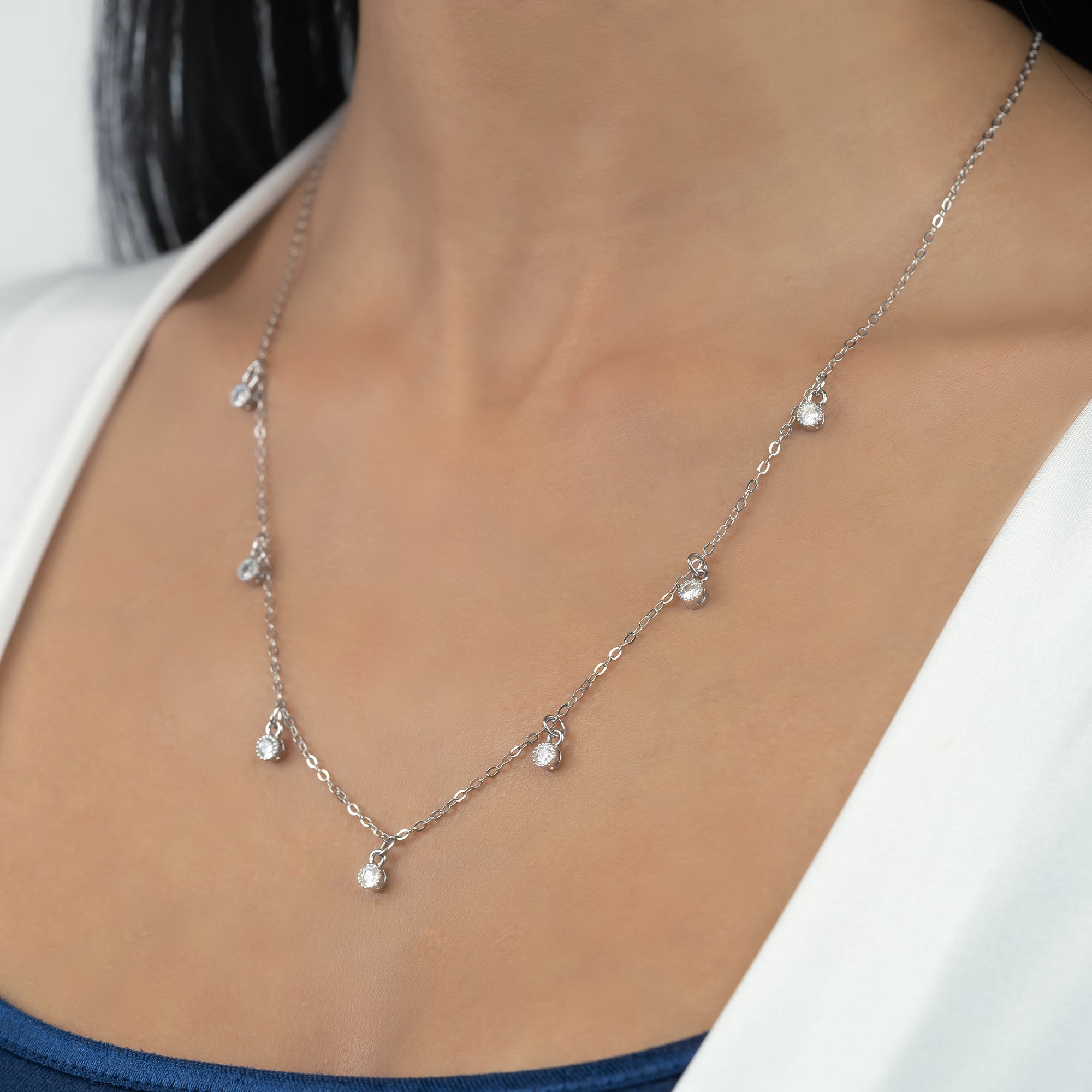 Dainty Charm Necklace Dangle Choker Drop Necklace (FN-42)
