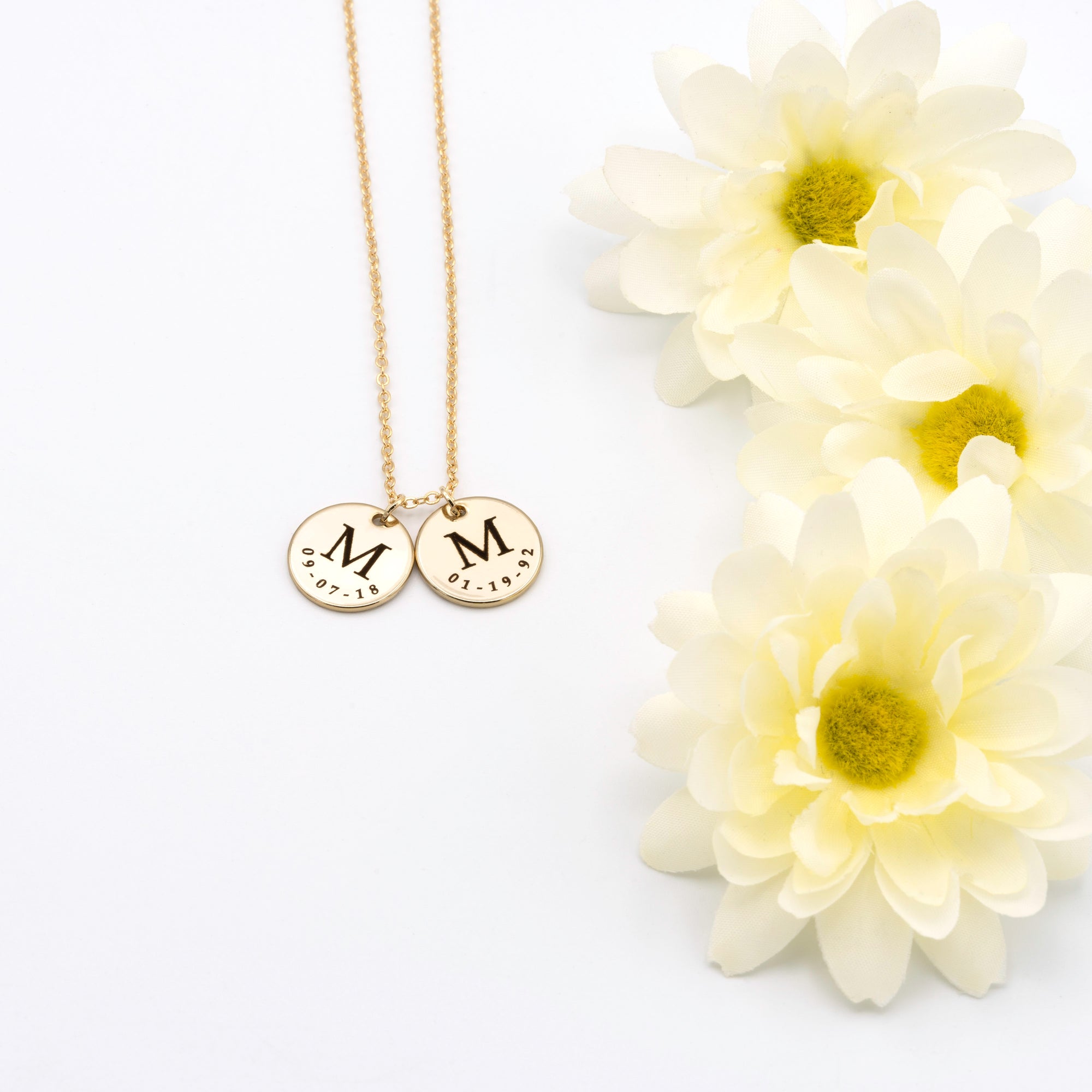 Custom Initial & Date Necklace for Mom Family Necklace (FN-34)