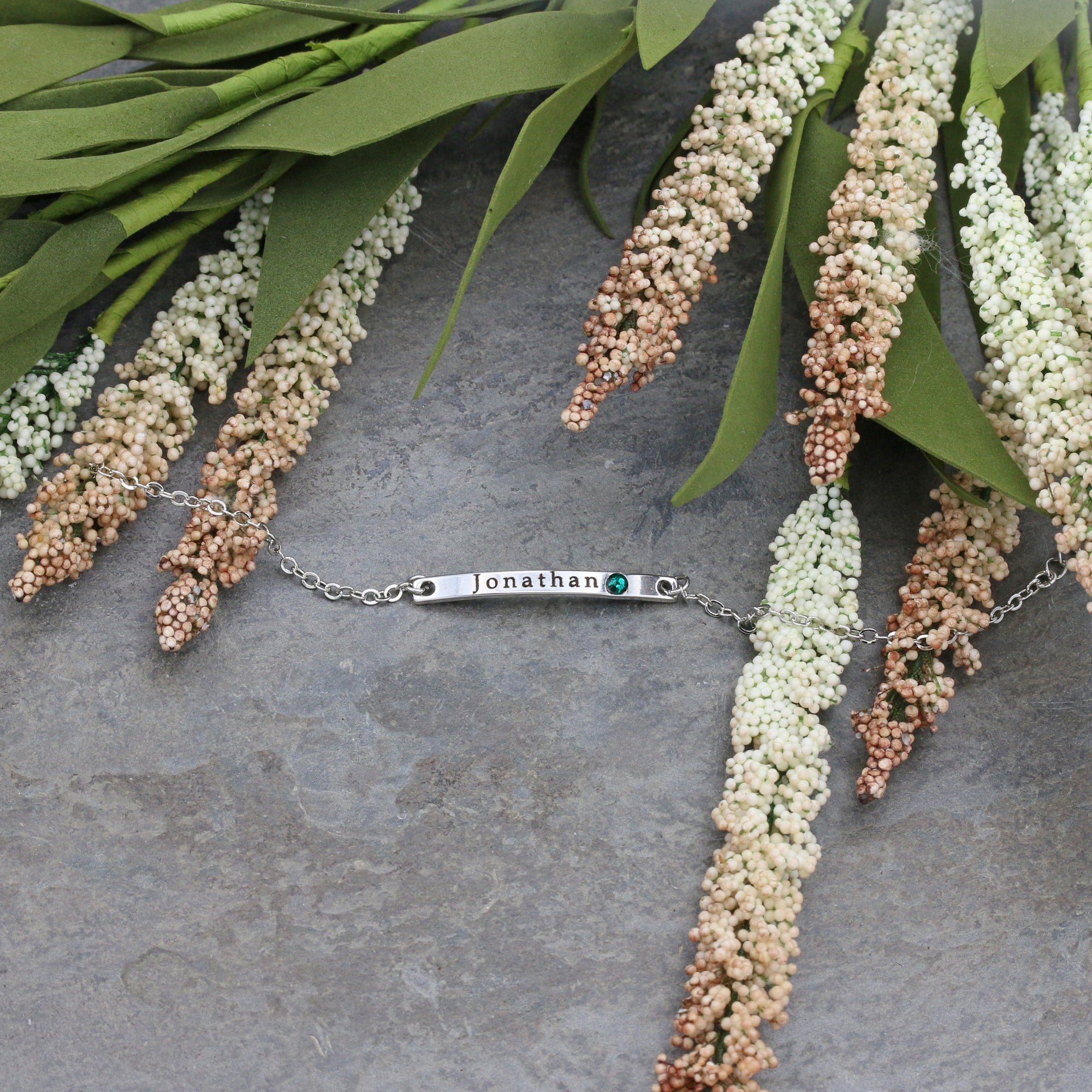 Engraved Birthstone Bracelet Name Bracelet Birthstone Jewelry (FB-27)
