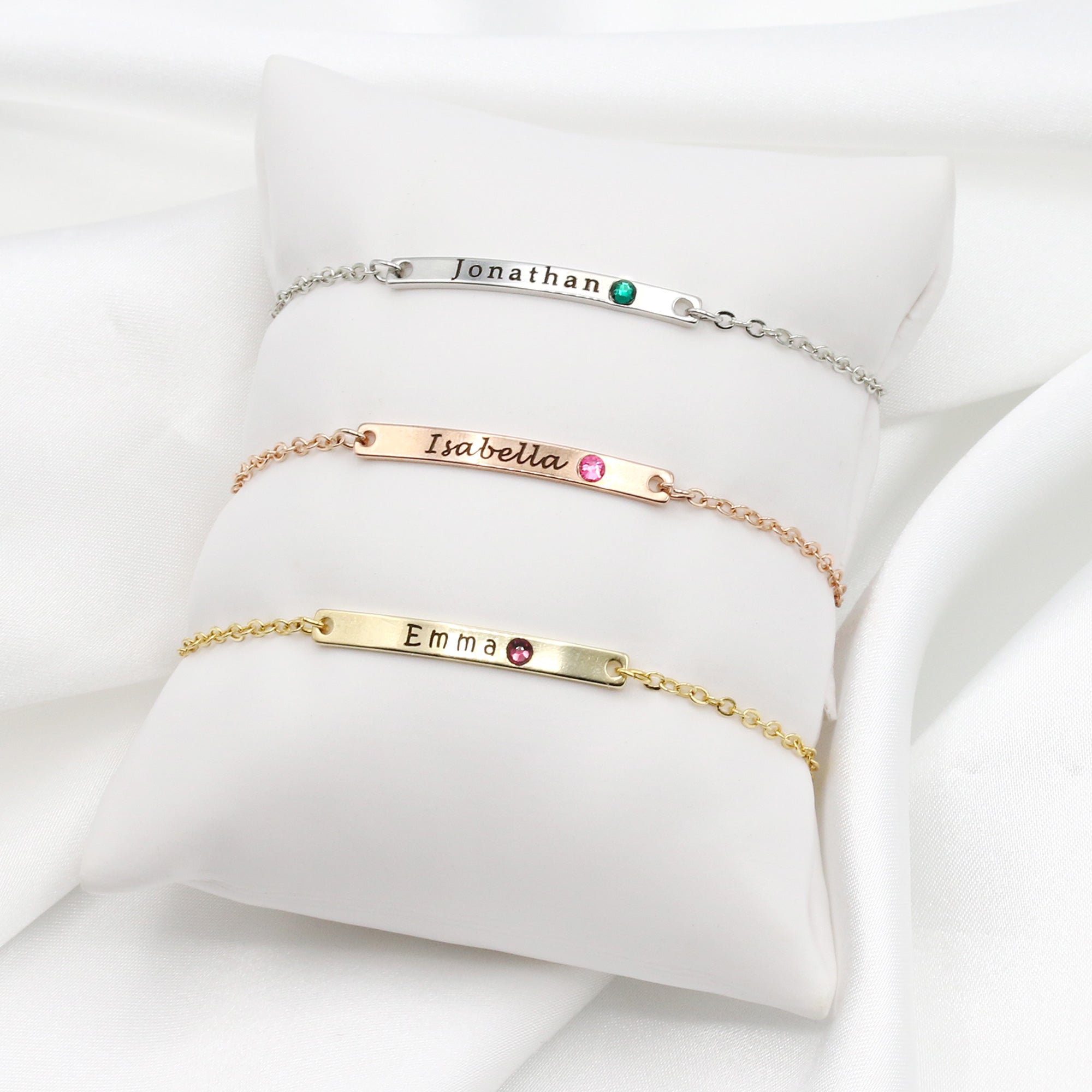 Engraved Birthstone Bracelet Name Bracelet Birthstone Jewelry (FB-27)