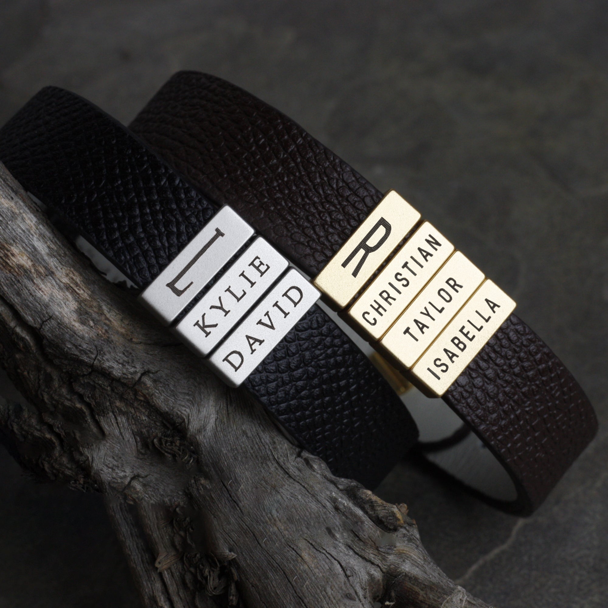Custom Name Bracelet for Men Personalized Leather Bracelet Men (FB-34)