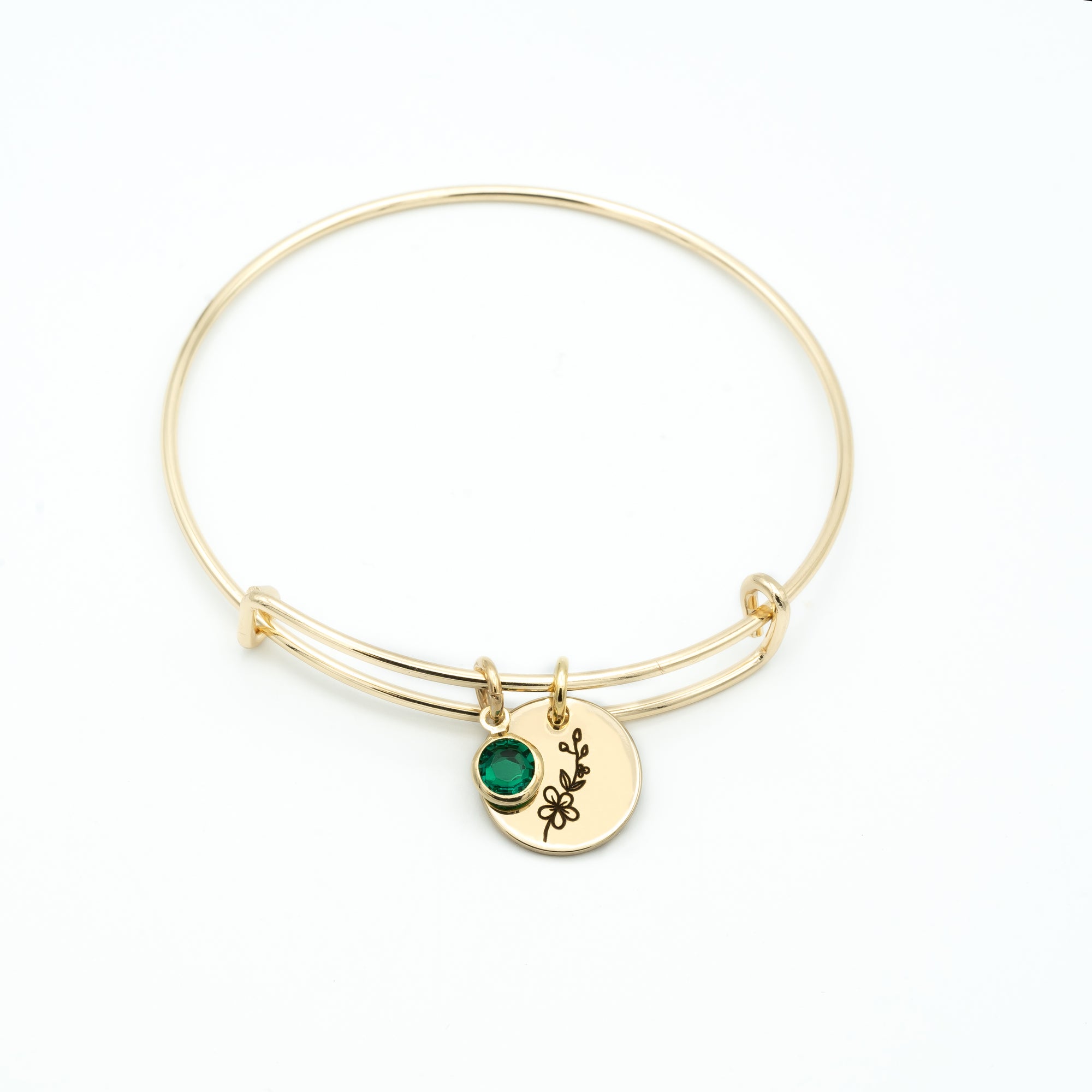 Birth Month Flower Bracelet Birthstone Bangles (FB-49)