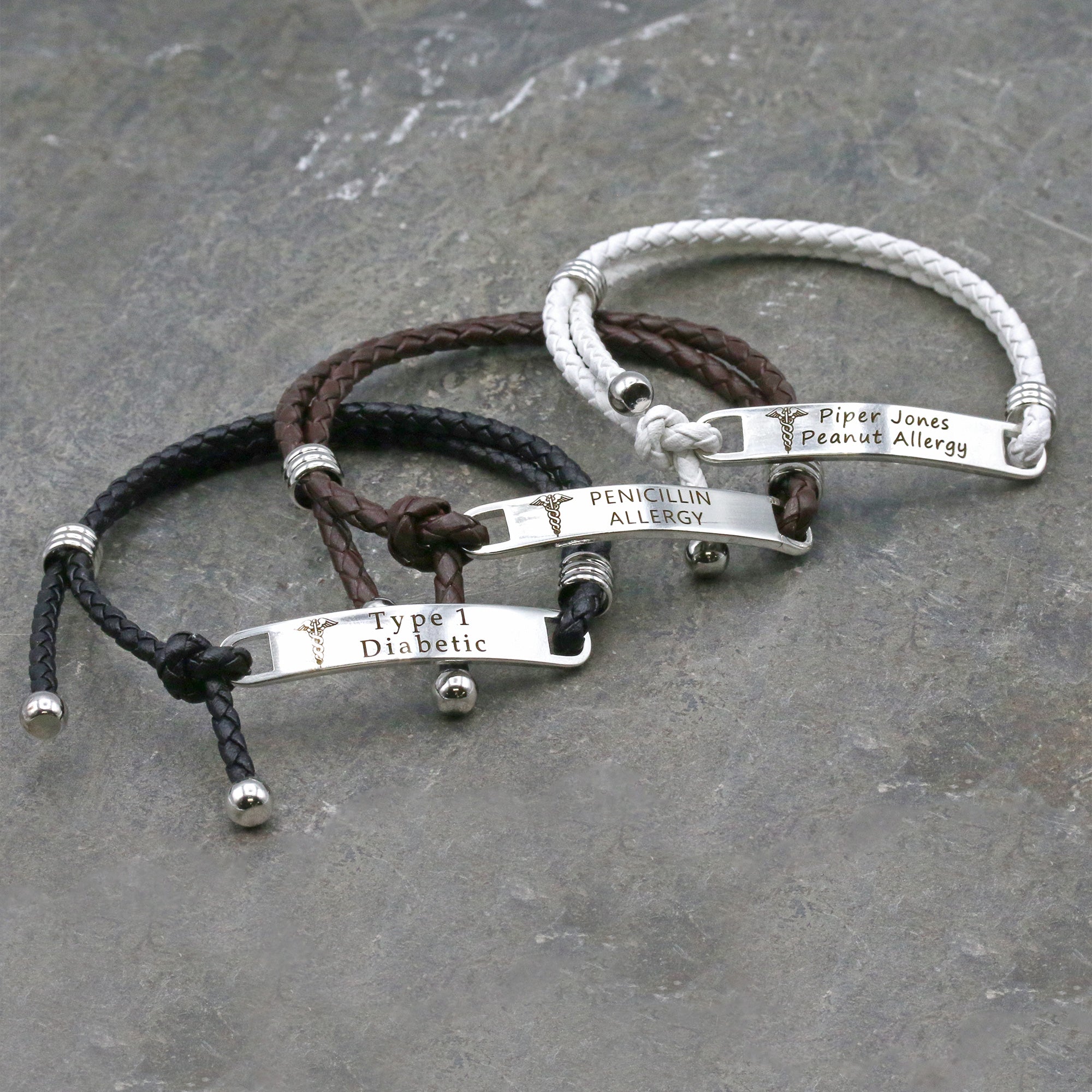 Medical Bracelet Medical Alert Bracelet Women Engraved ID Bracelet Leather Bracelet Medical Alert Medical ID Bracelet (FB-51)