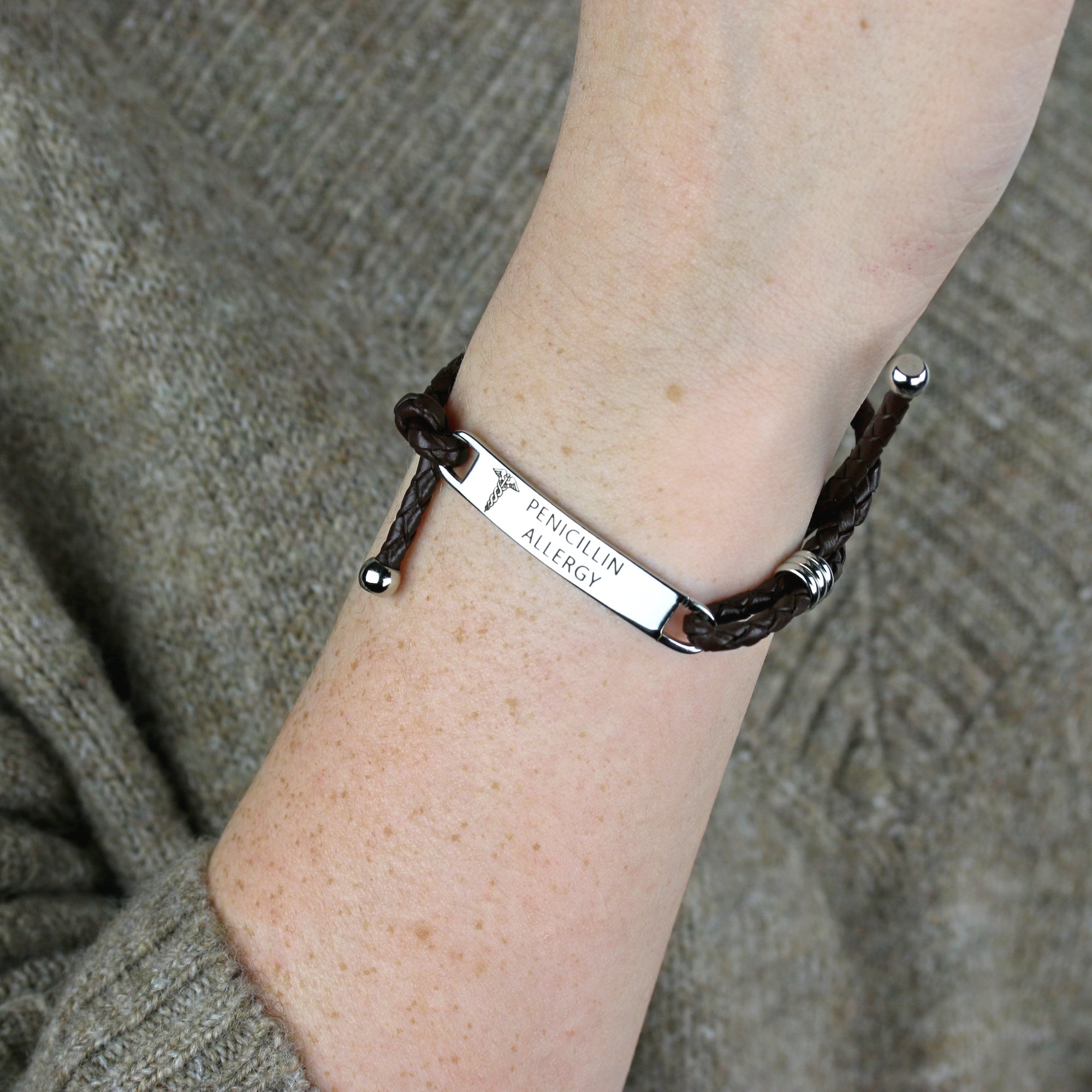 Medical Bracelet Medical Alert Bracelet Women Engraved ID Bracelet Leather Bracelet Medical Alert Medical ID Bracelet (FB-51)
