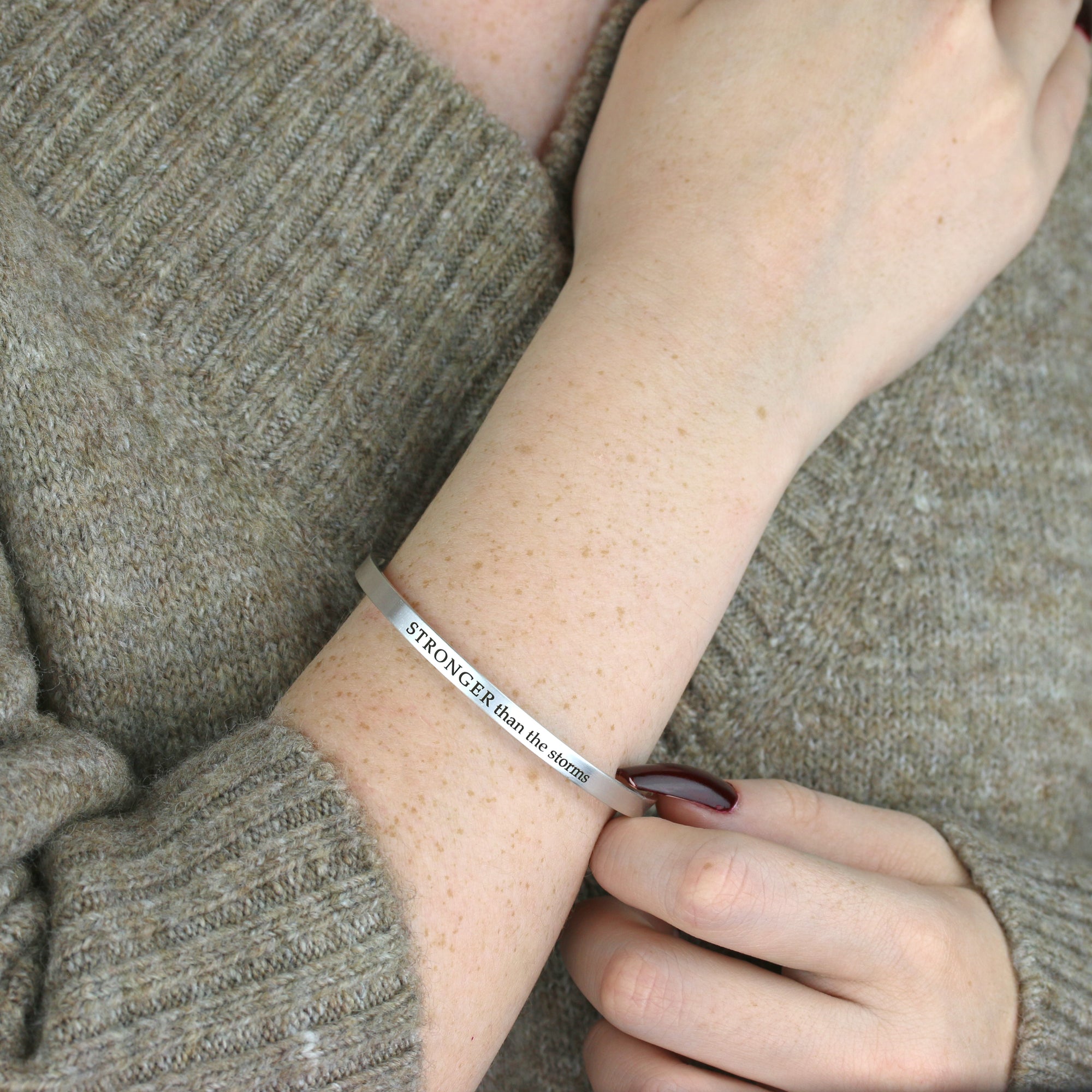 Inspirational Cuff Bracelet Mantra Bracelet Custom Bracelet for Women Motivational Quotes Stackable Bracelets Best Friend Gift (FB-52)