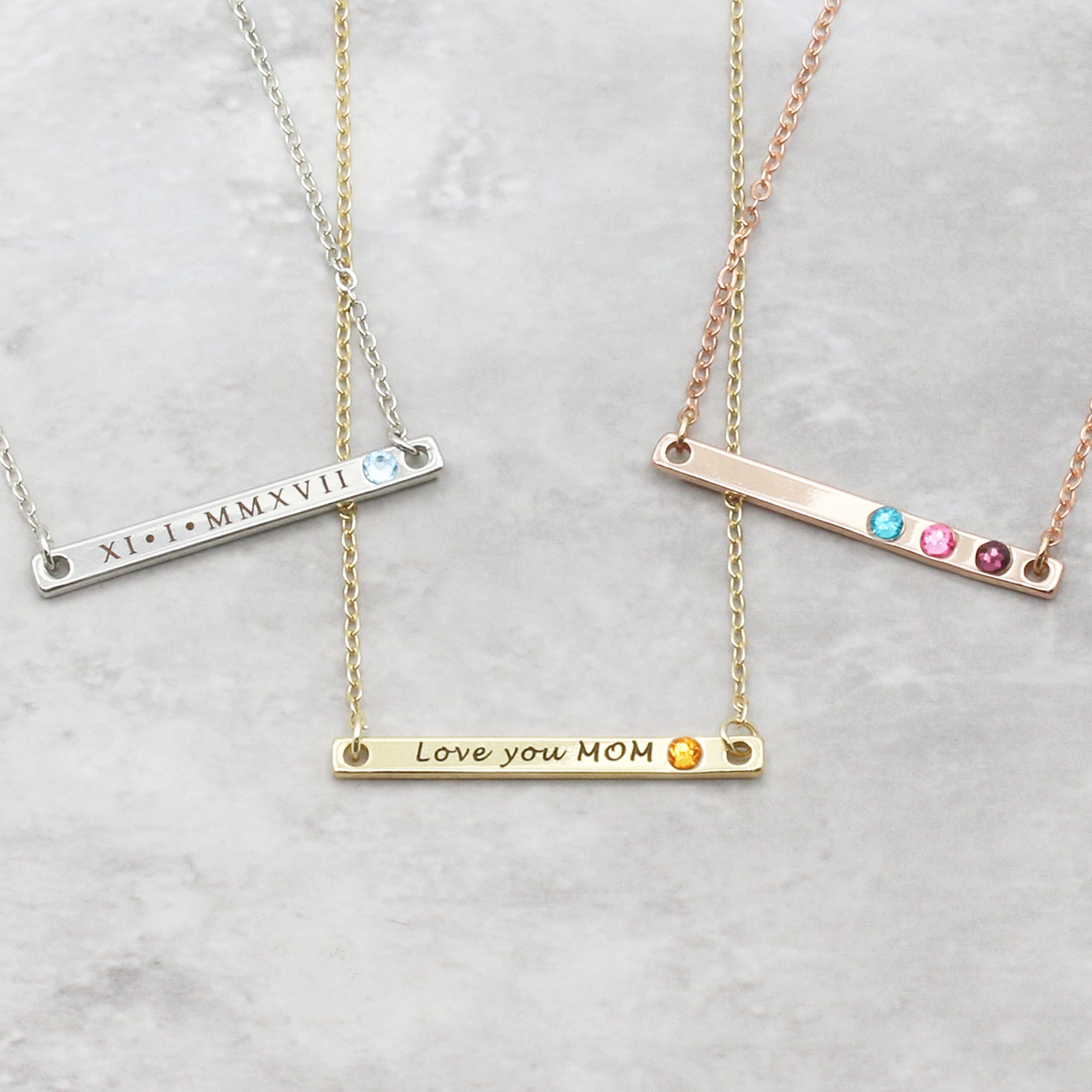 Personalized Birthstone Necklace Custom Name Necklace Birthstone Jewelry (FN-109)