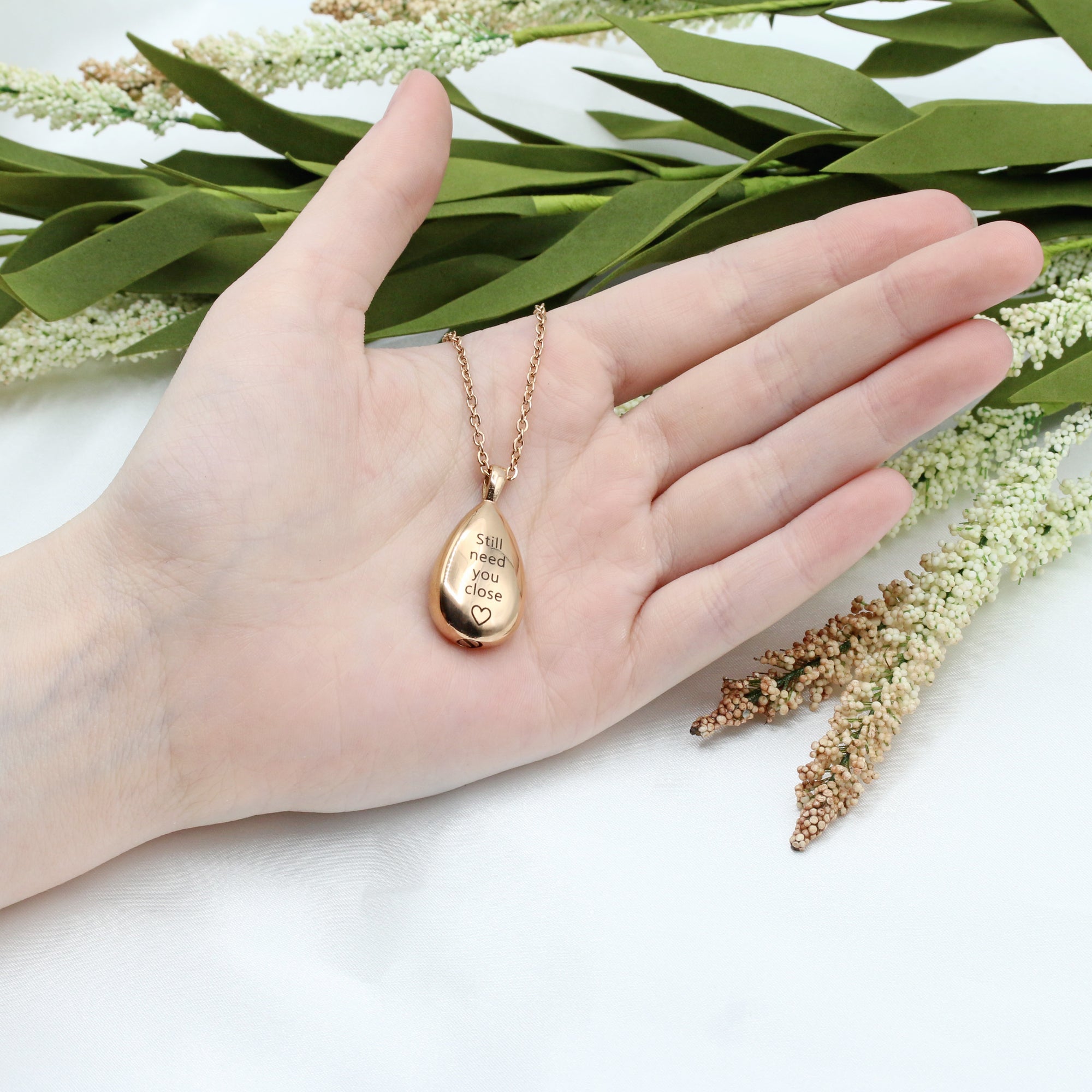 Cremation Jewelry, Custom Urn Necklace, Urns for Human Ashes, Personalized Ash Memorial Jewelry, Small Urn Jewelry, Teardrop Necklace (FN-159)
