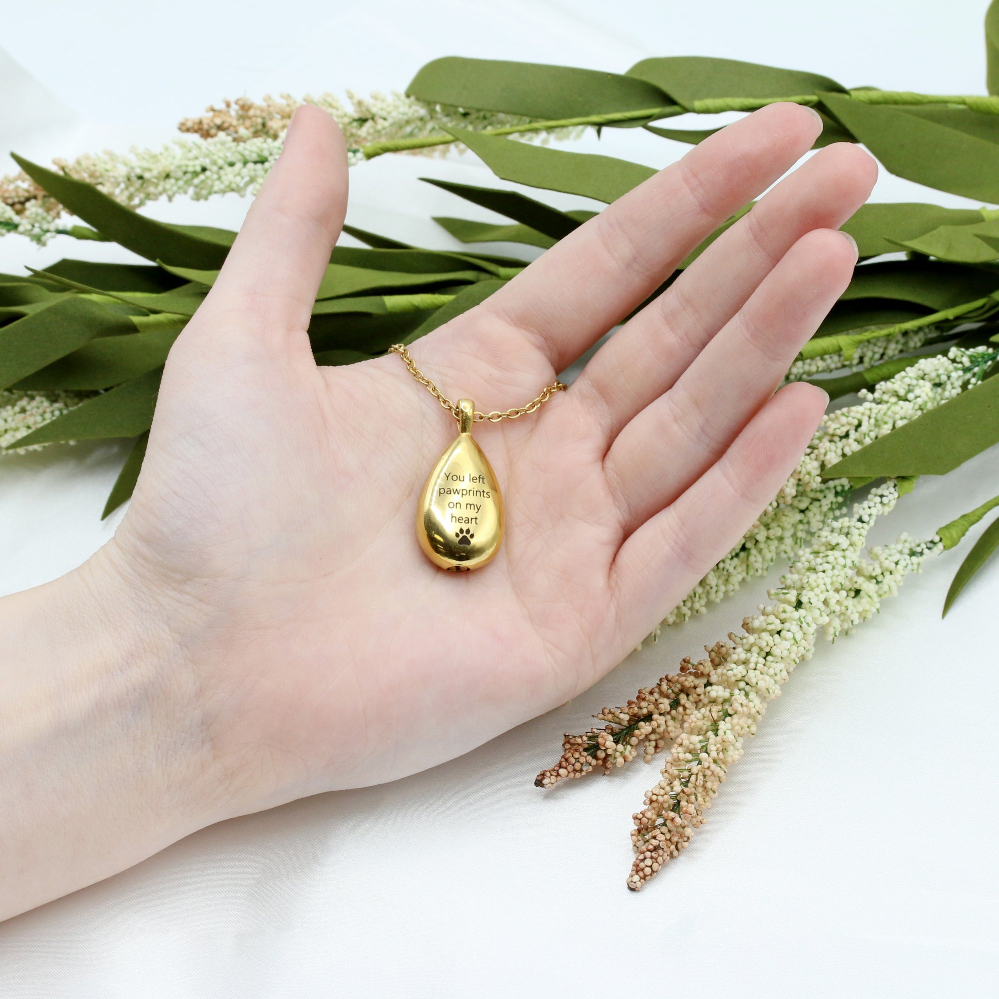 Pet Urn Necklace, Teardrop Memorial Necklace, Memorial Keepsake, Cremation Jewelry, Pet Memorial Jewelry, Ashes Necklace (FN-160)