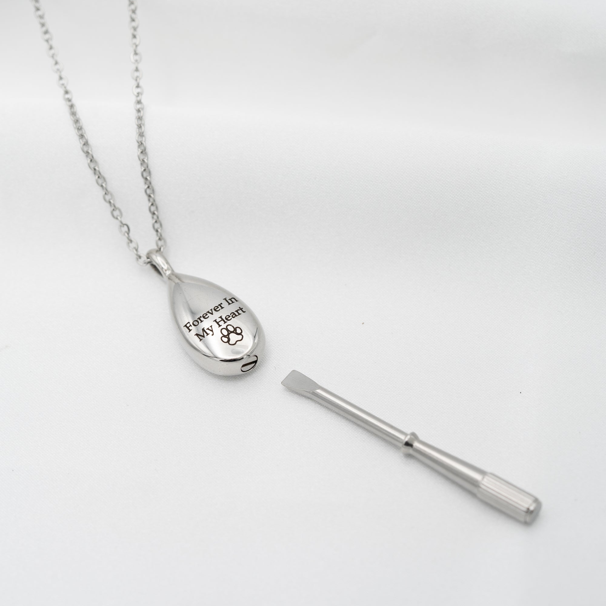 Pet Urn Necklace, Teardrop Memorial Necklace, Memorial Keepsake, Cremation Jewelry, Pet Memorial Jewelry, Ashes Necklace (FN-160)