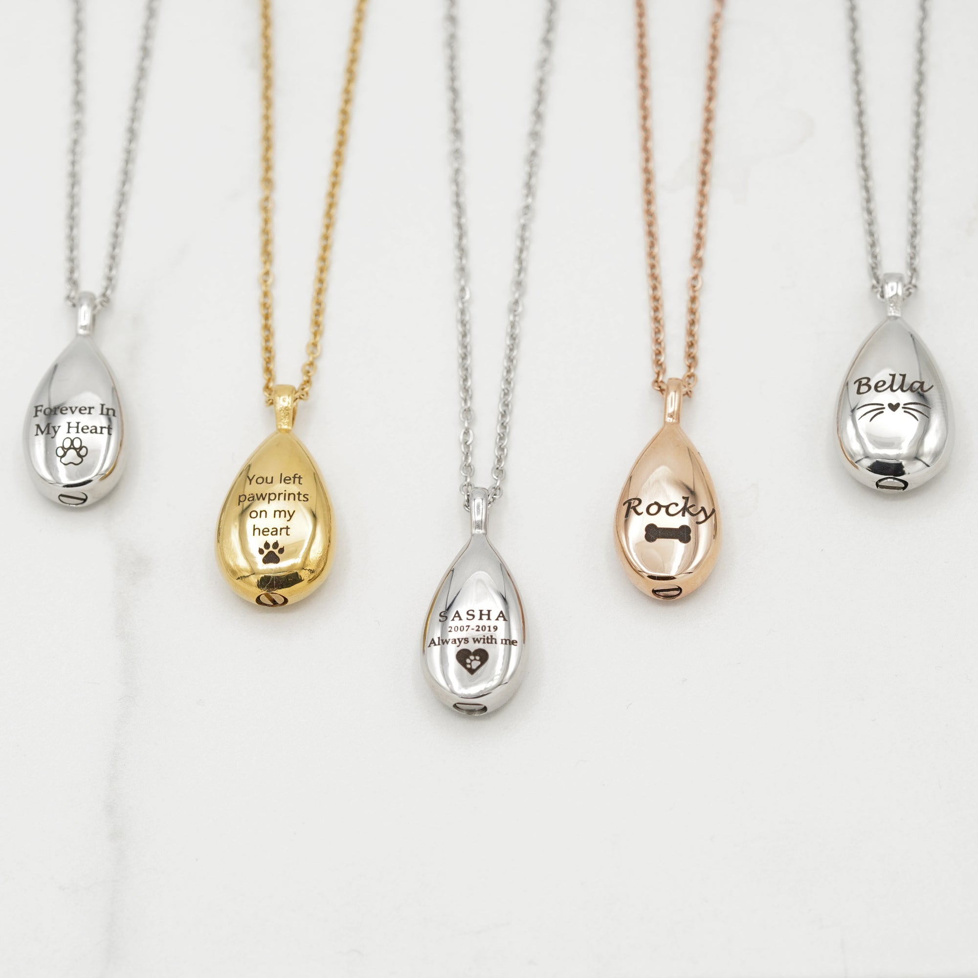 Pet Urn Necklace, Teardrop Memorial Necklace, Memorial Keepsake, Cremation Jewelry, Pet Memorial Jewelry, Ashes Necklace (FN-160)
