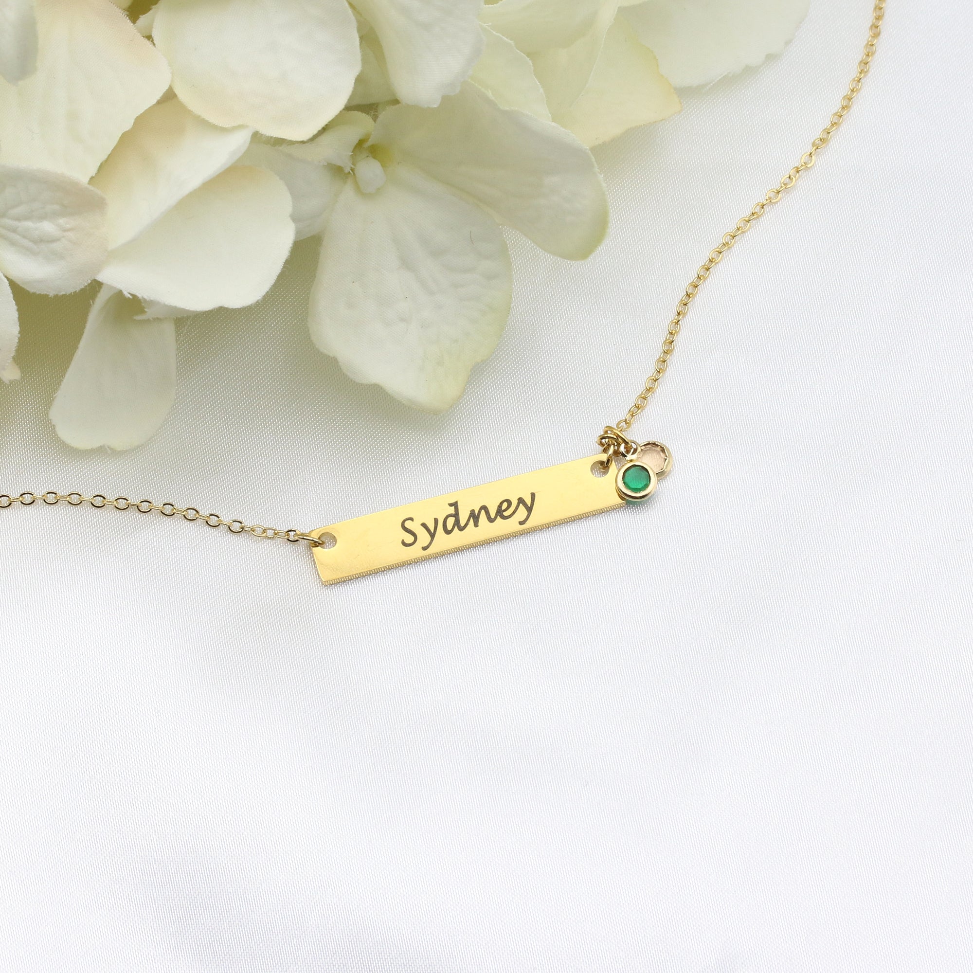 Birthstone Jewelry Gift for Mom Grandmother Necklace Engraved Name Necklace (FN-49)