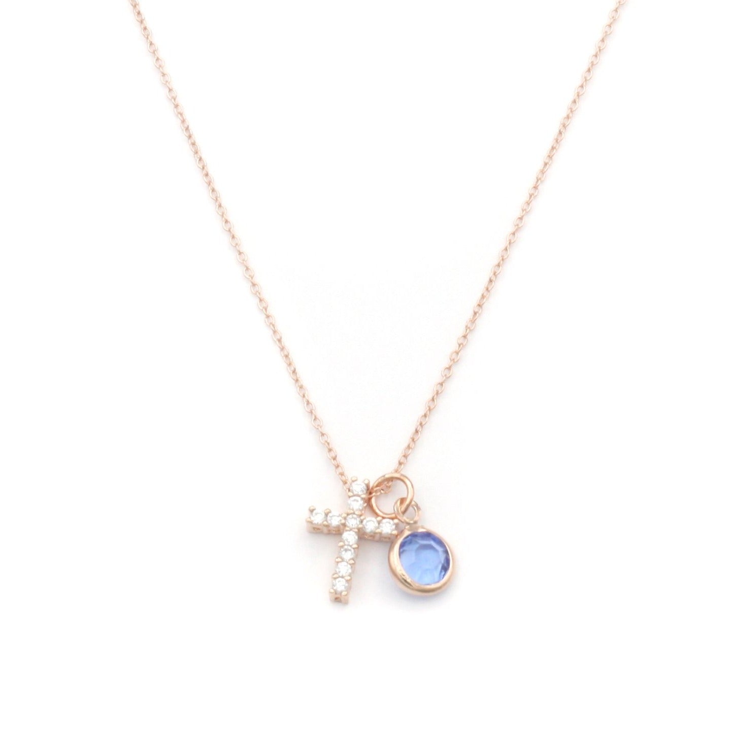 Cross Necklace Women Birthstone Jewelry Christian Necklace Birthstone Necklace (FN-118)