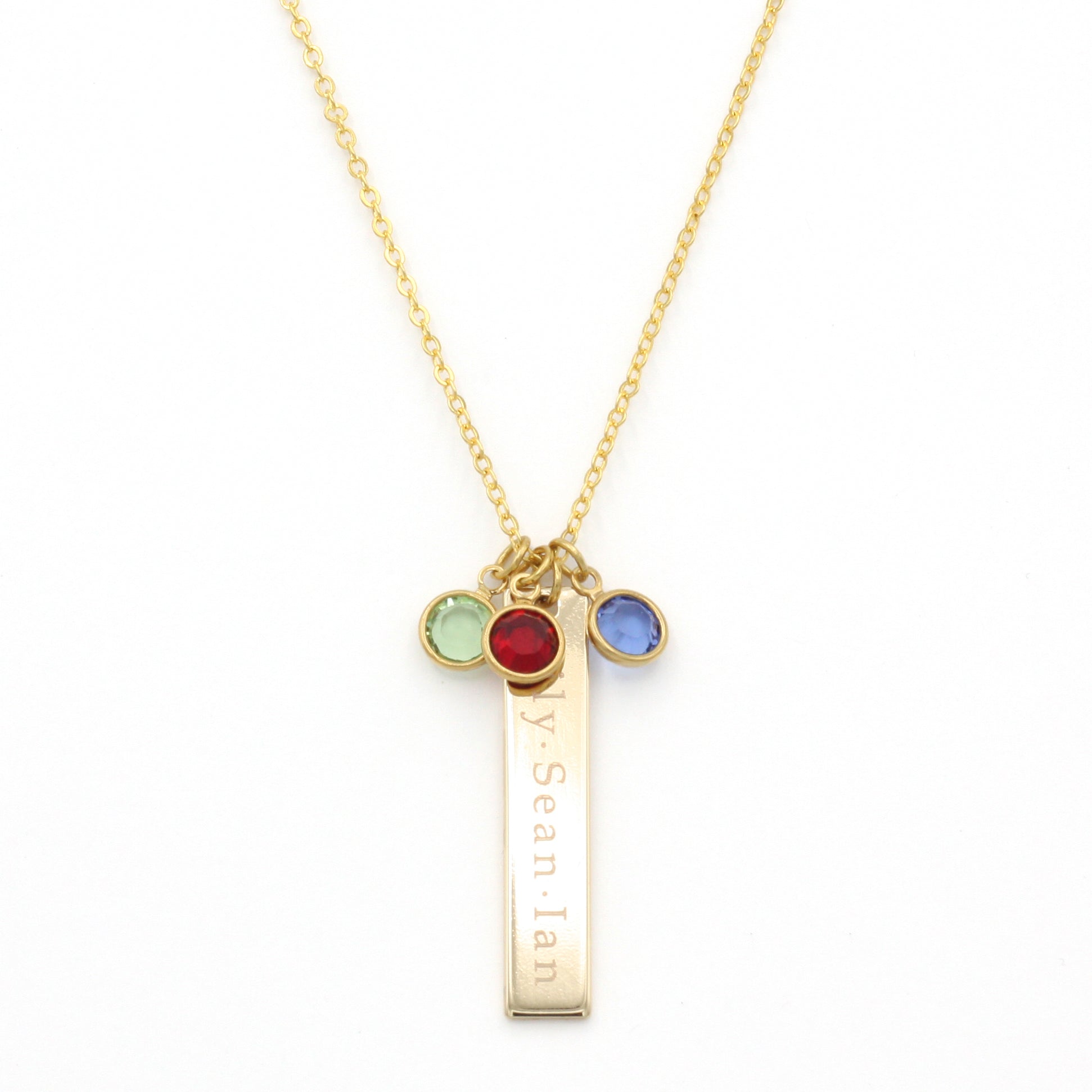 Engraved Birthstone Necklace Mom Necklace Custom Birth Stone Necklace (FN-106)