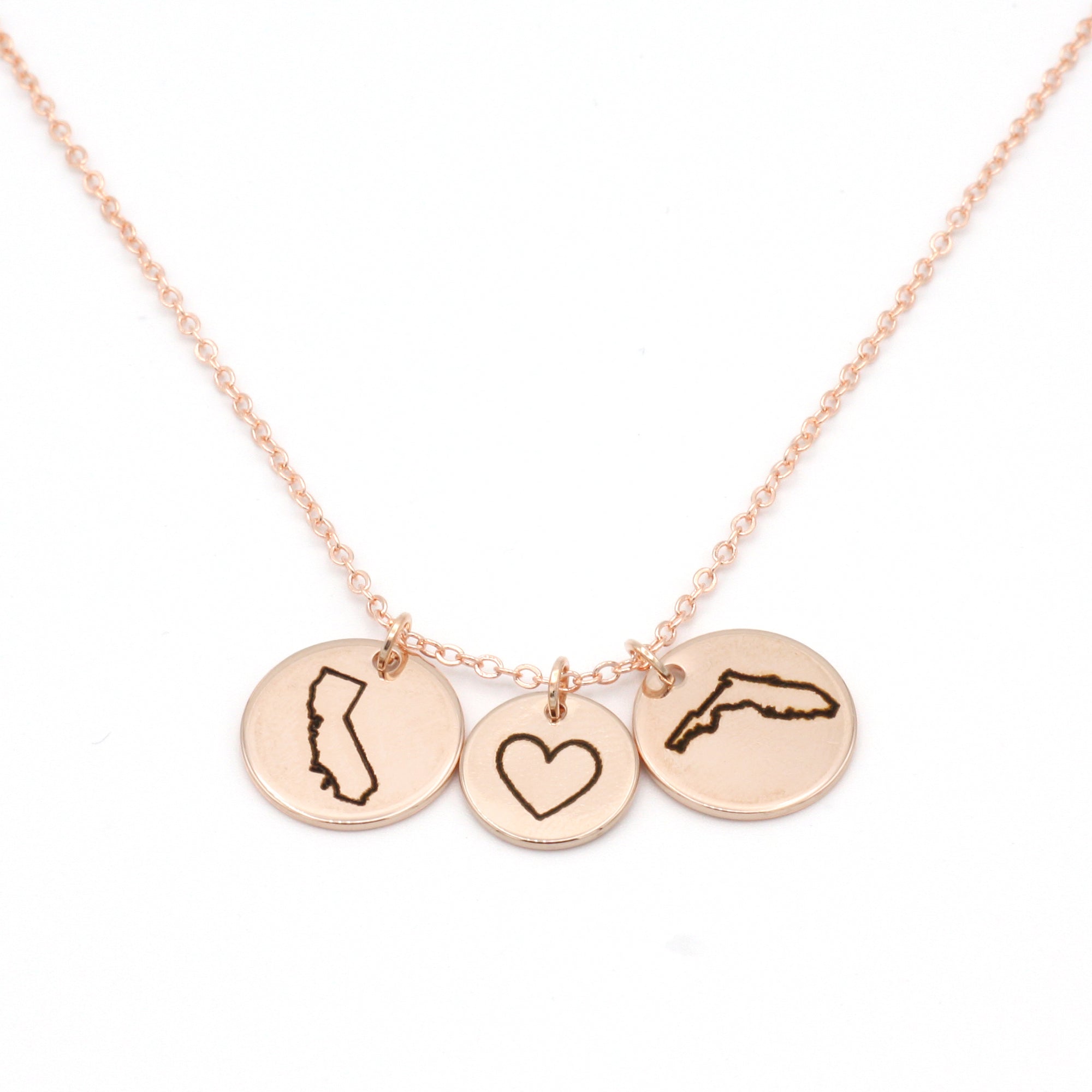 Long Distance State Necklace Relationship Necklace State Outlines State Jewelry (FN-97)