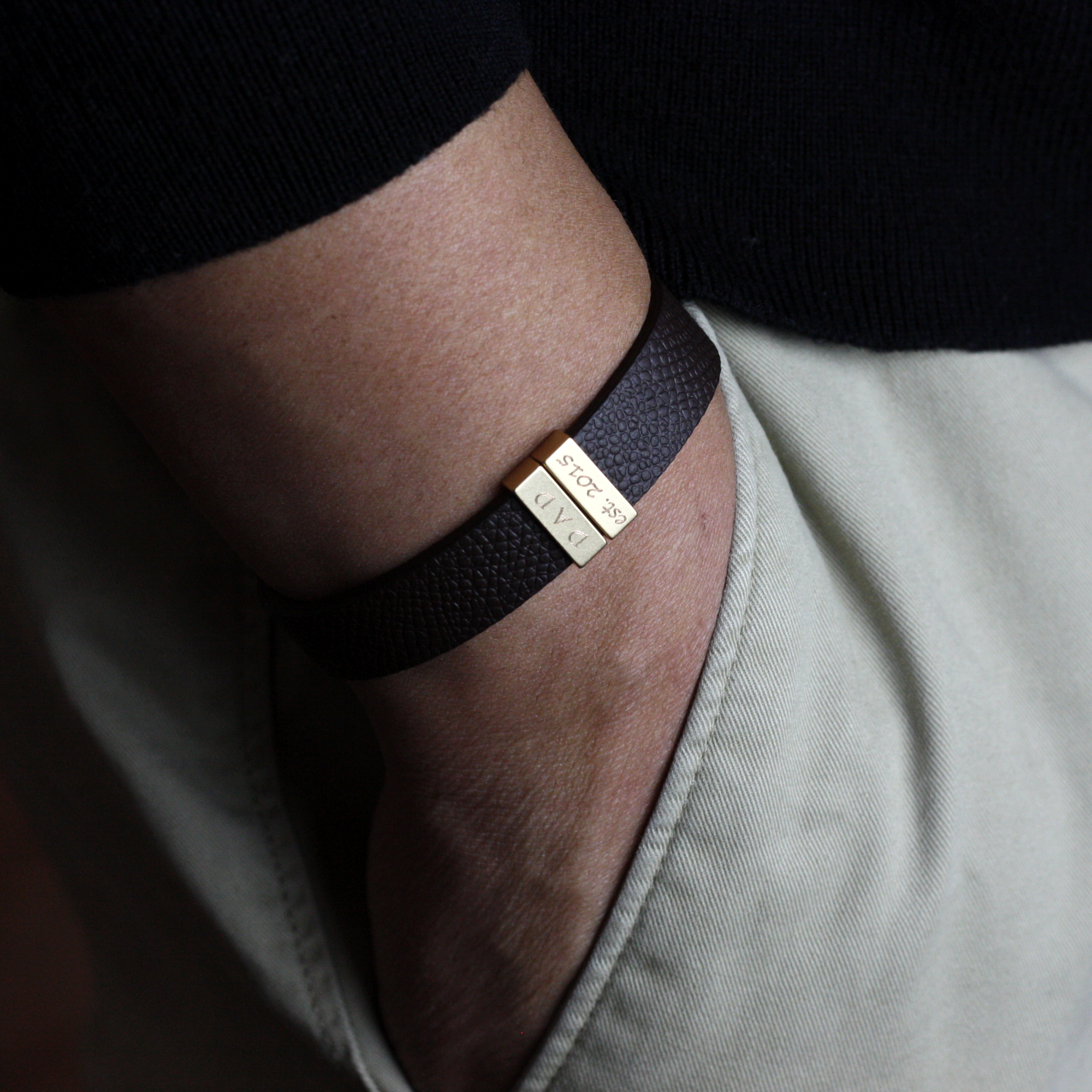 Custom Name Bracelet for Men Personalized Leather Bracelet Men (FB-34)