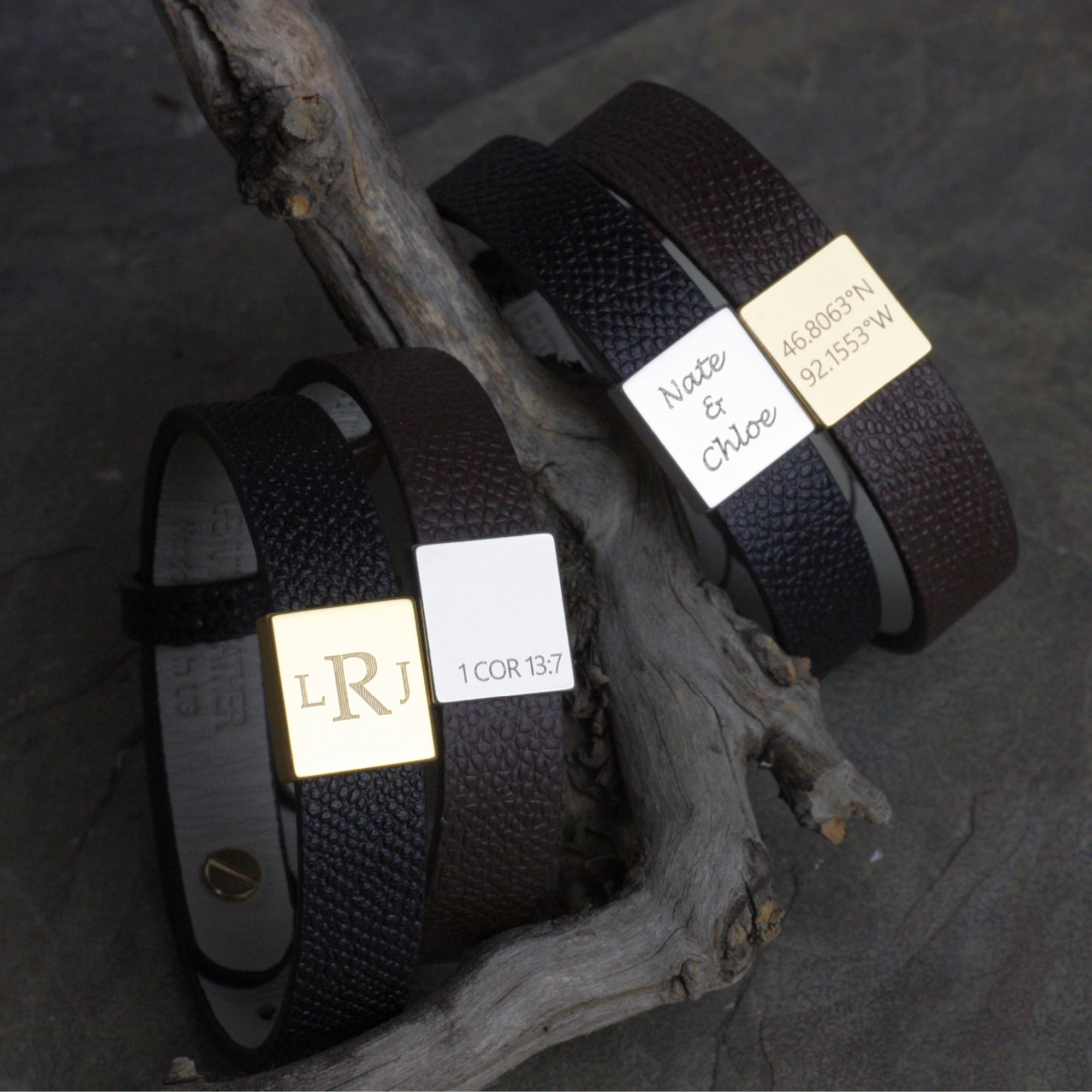 Custom Name Bracelet for Men Personalized Leather Bracelet Men (FB-34)