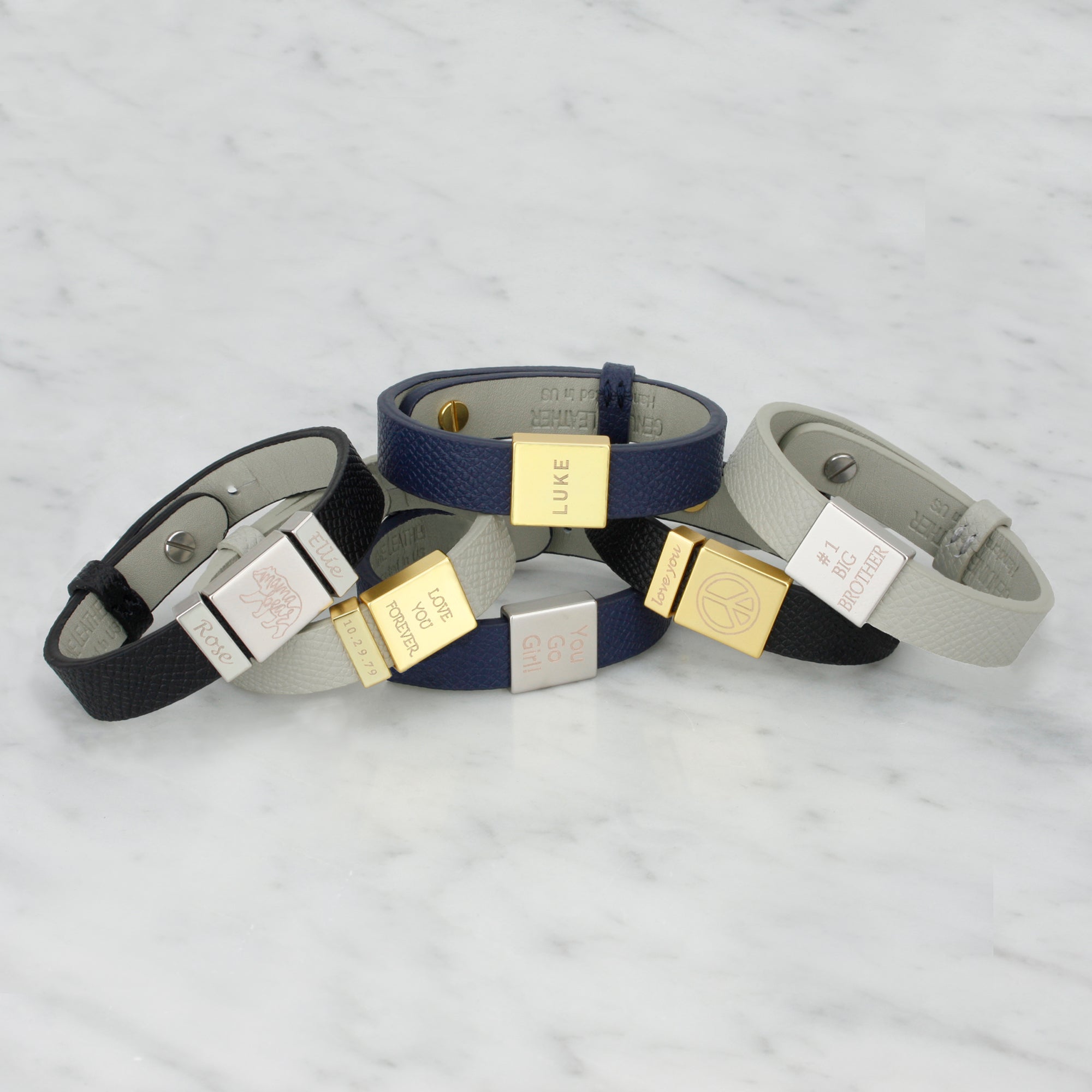 Personalized Leather Bracelet Gift for Kids Name Bracelet Custom Bracelet Leather Big Sister Gift Friendship Bracelet Teen Boy Gift (FBK-07)