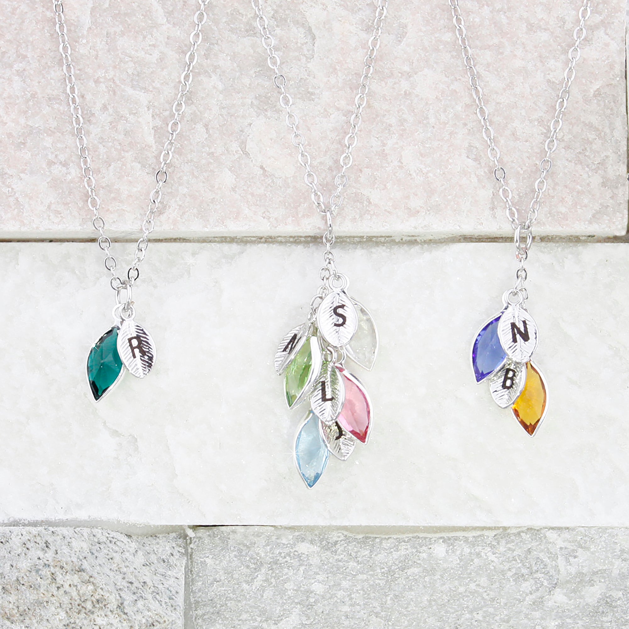 Custom Birthstone Necklace Grandma Necklace Family Tree Jewelry for Mom (FN-73)