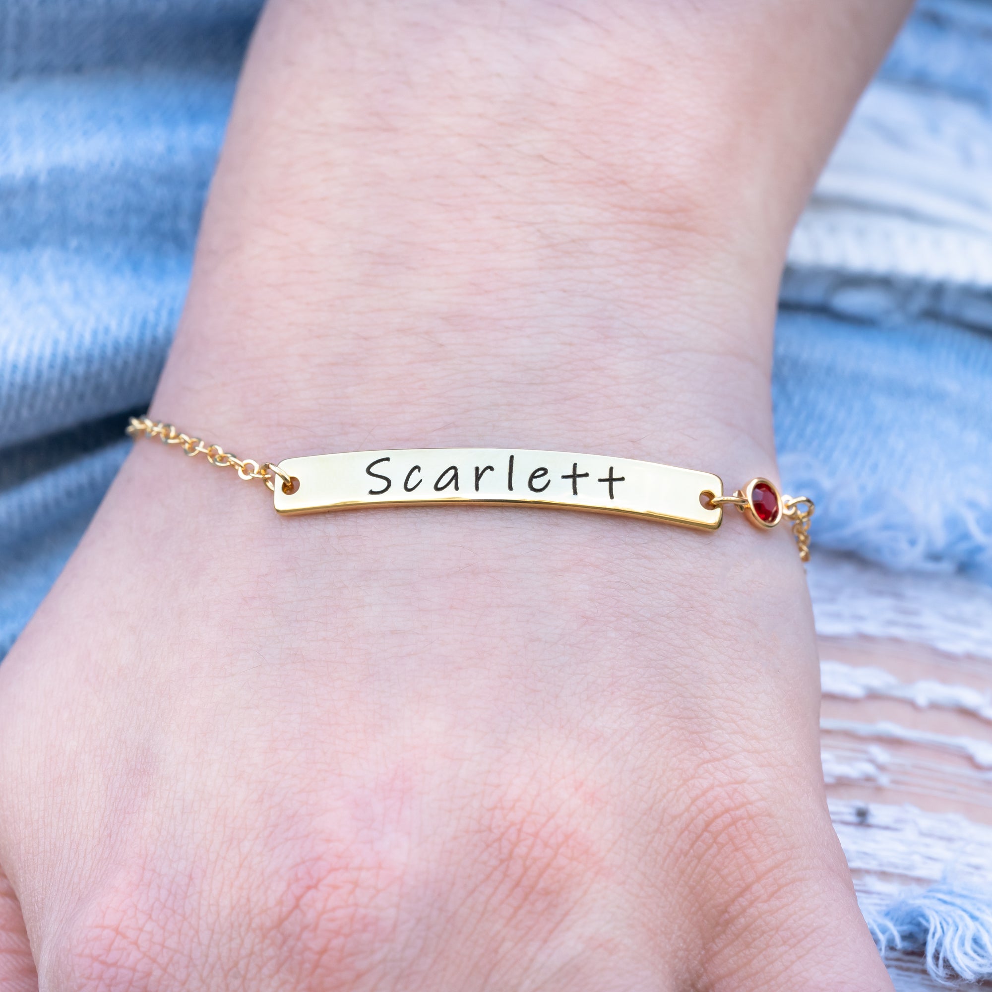 Birthstone Bracelet Custom Name Bracelet (FB-05)