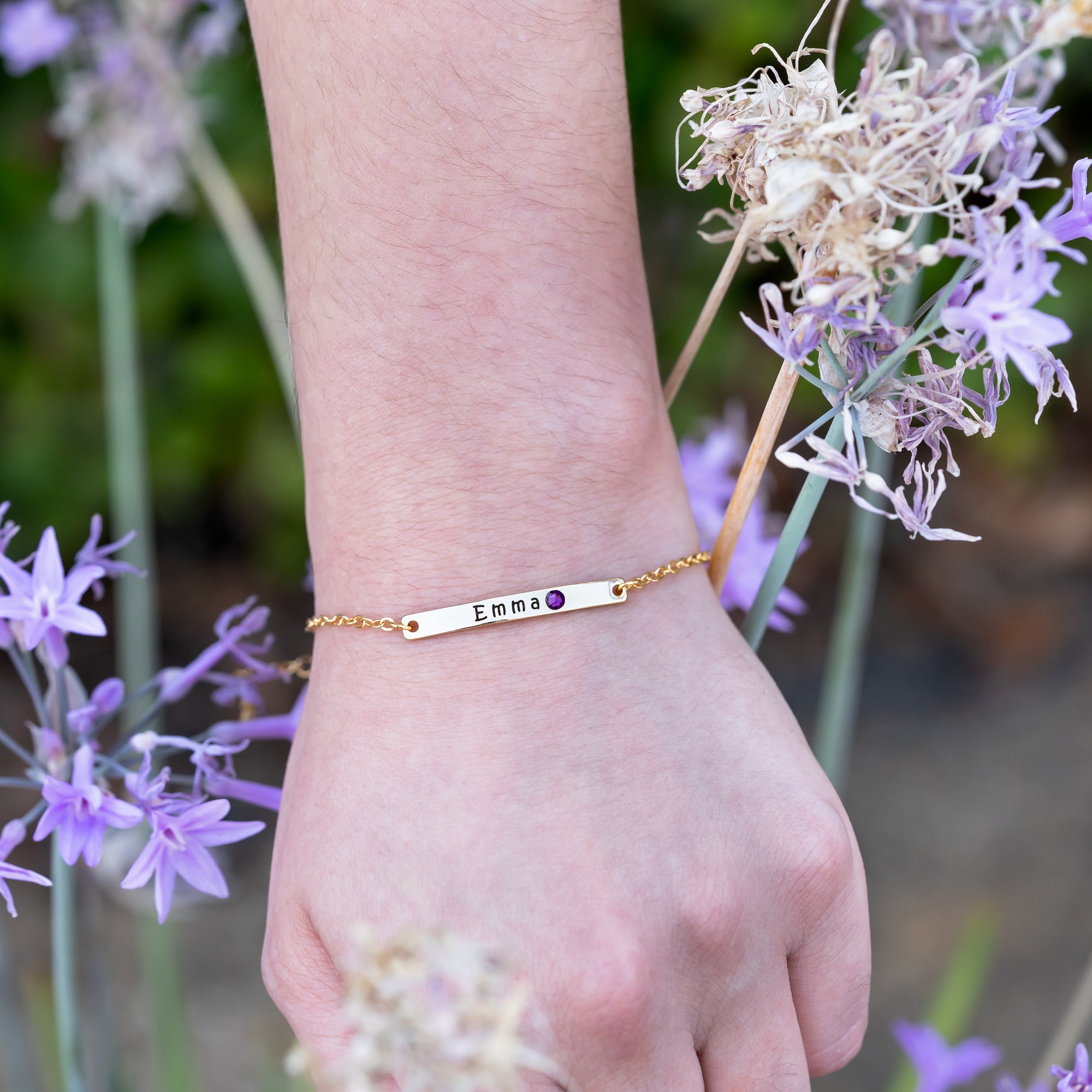 Custom Birthstone Bracelet Personalized Name Bracelet (FBK-05)