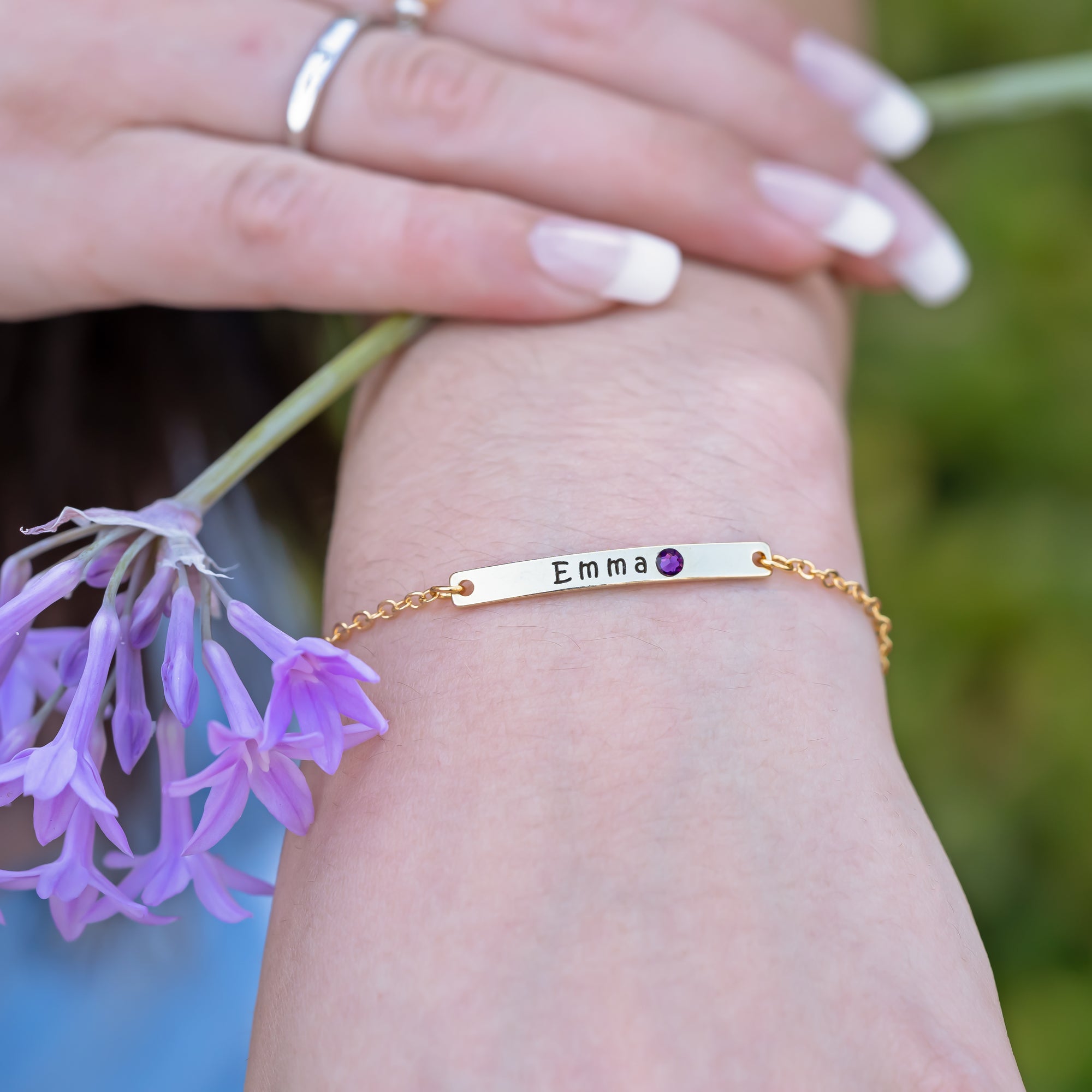 Custom Birthstone Bracelet Personalized Name Bracelet (FBK-05)
