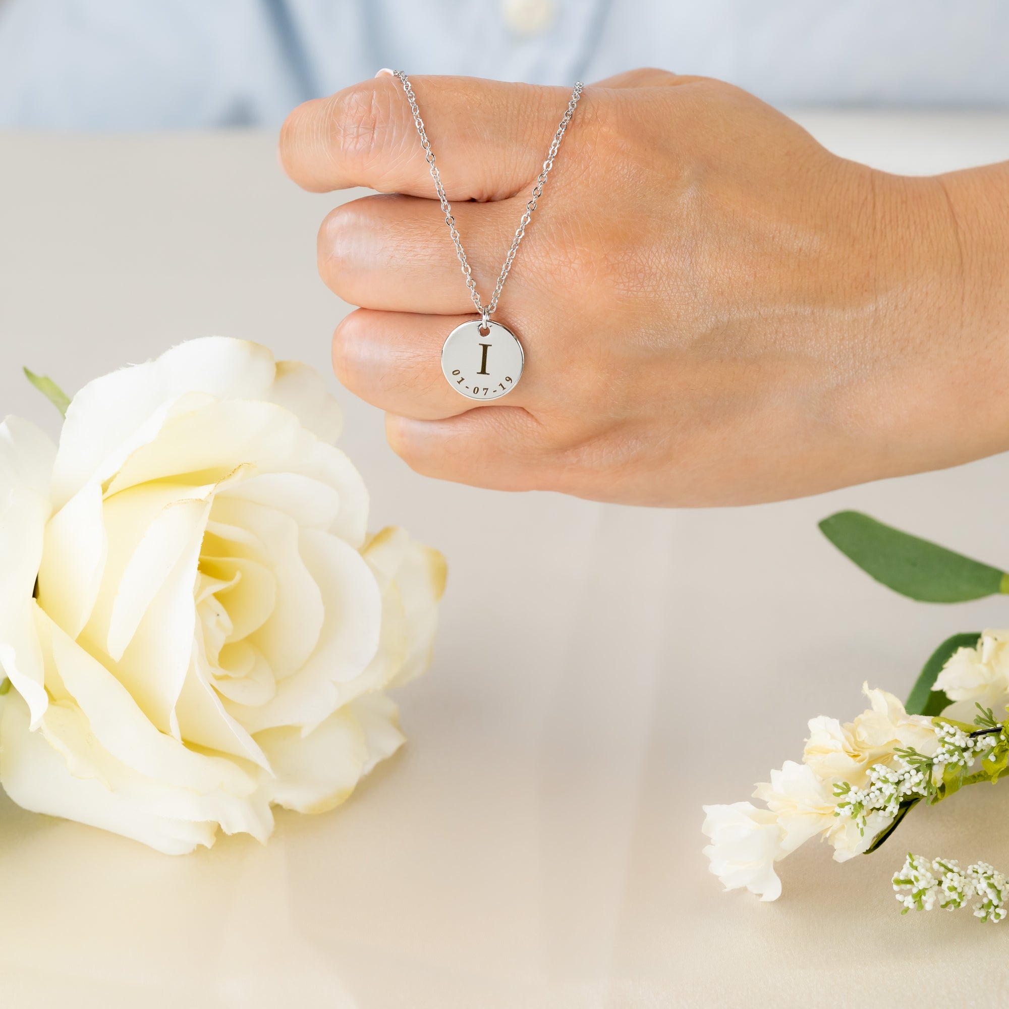 Custom Initial & Date Necklace for Mom Family Necklace (FN-34)