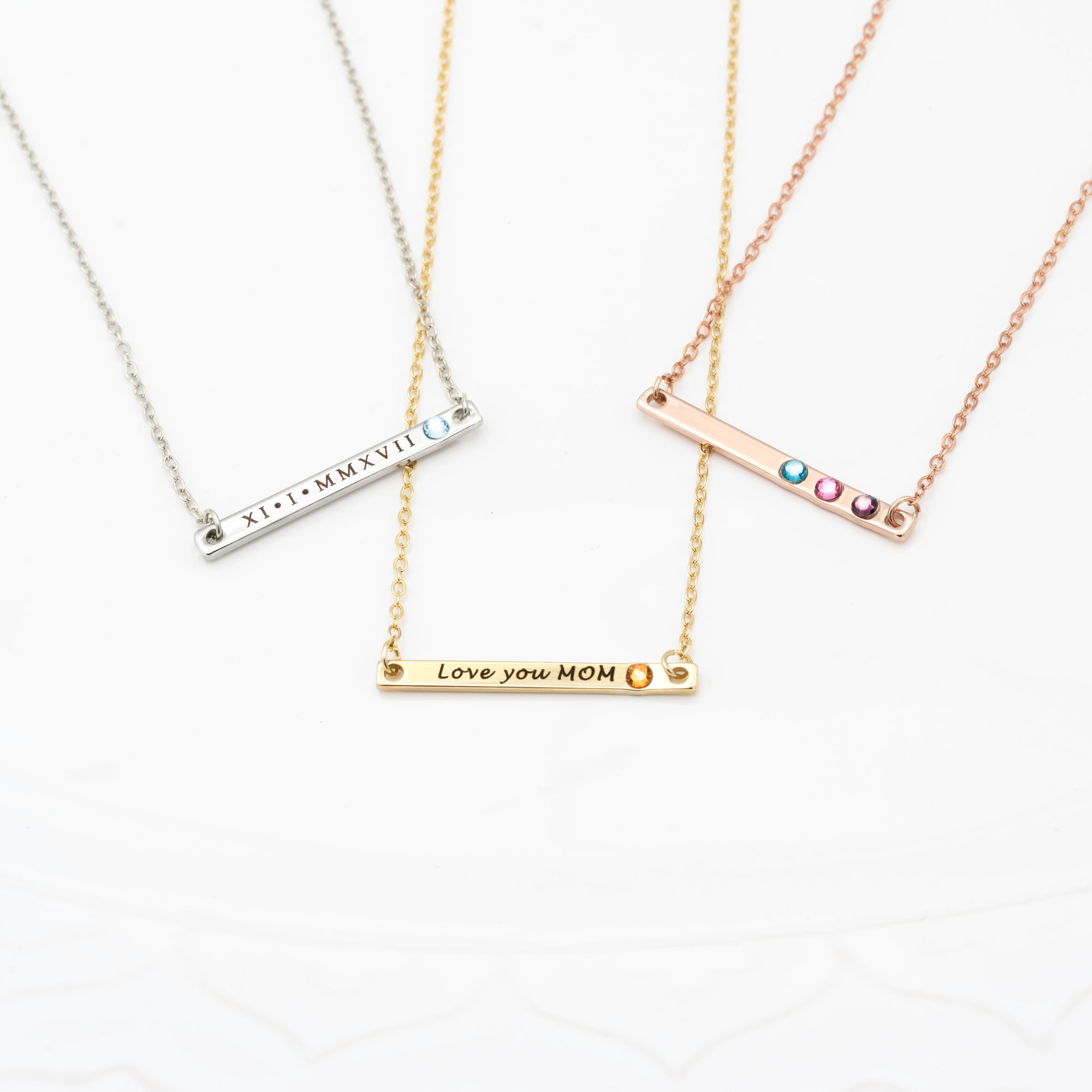 Personalized Birthstone Necklace Custom Name Necklace Birthstone Jewelry (FN-109)