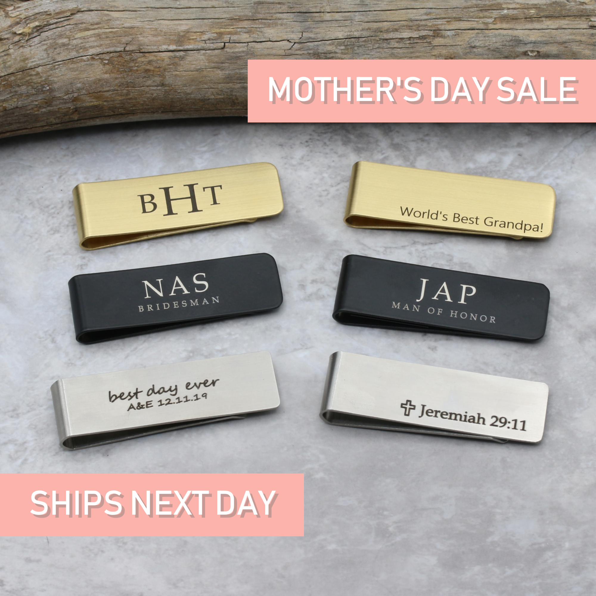 Personalized Money Clip Husband Gift Groomsmen Gift (FMOC-01)