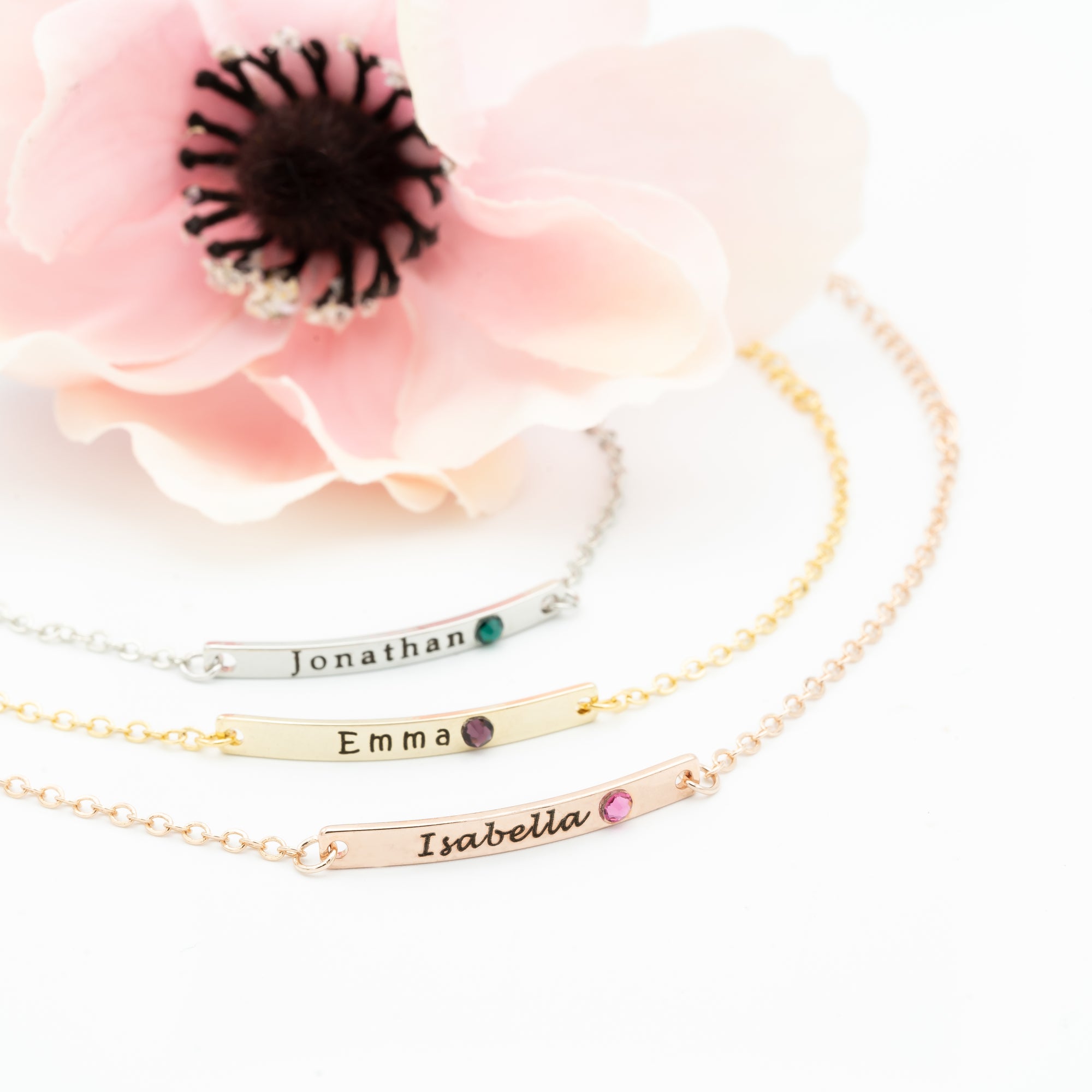 Custom Birthstone Bracelet Personalized Name Bracelet (FBK-05)
