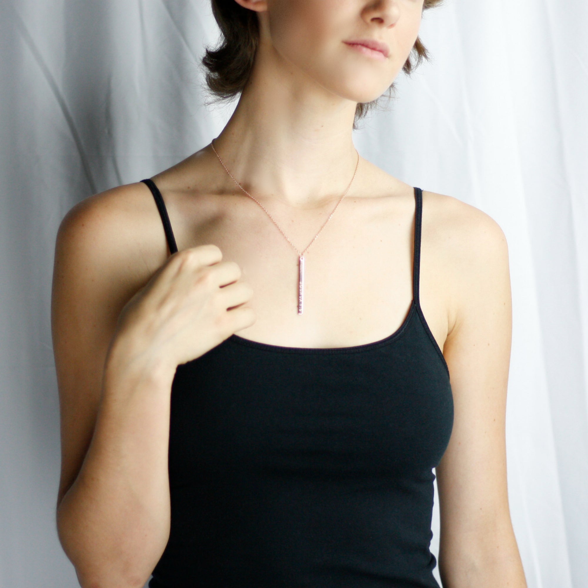 Custom Coordinates Necklace Vertical Bar Necklace Coordinate Necklace (FN-19)