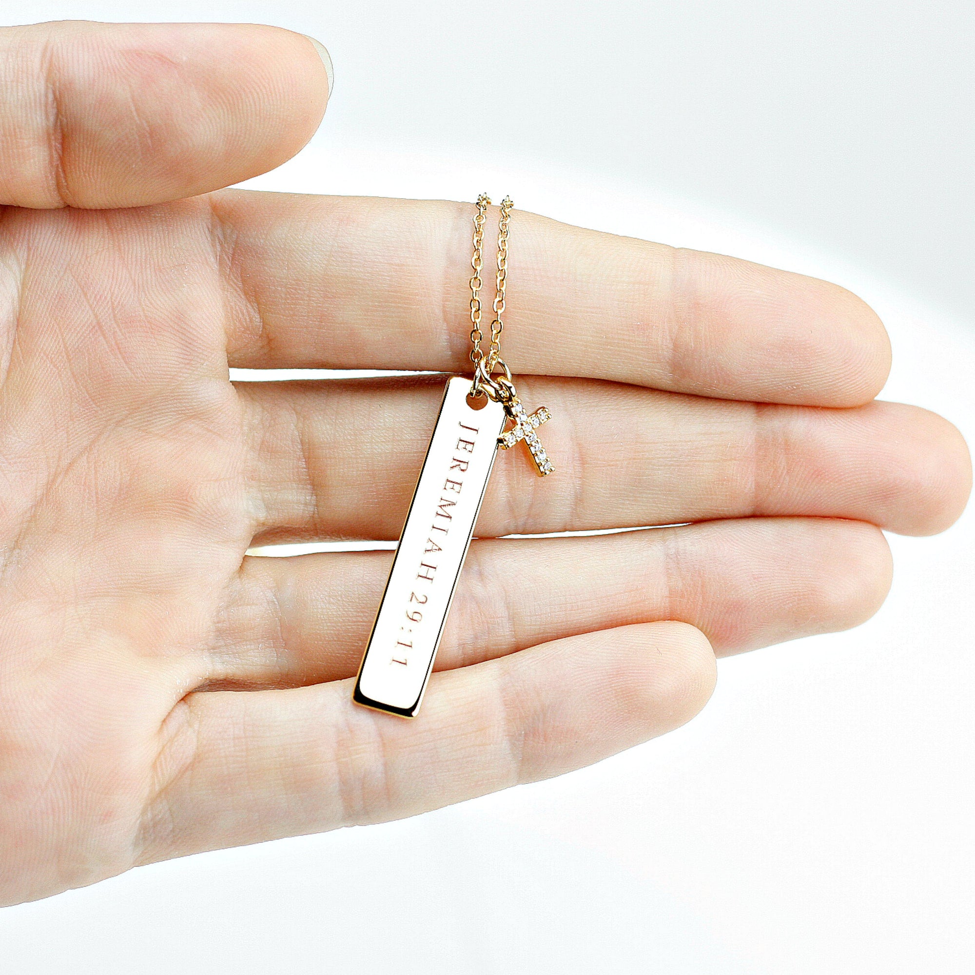 Christian Necklace Cubic Cross Necklace Women Bible Verse Necklace (FN-31)