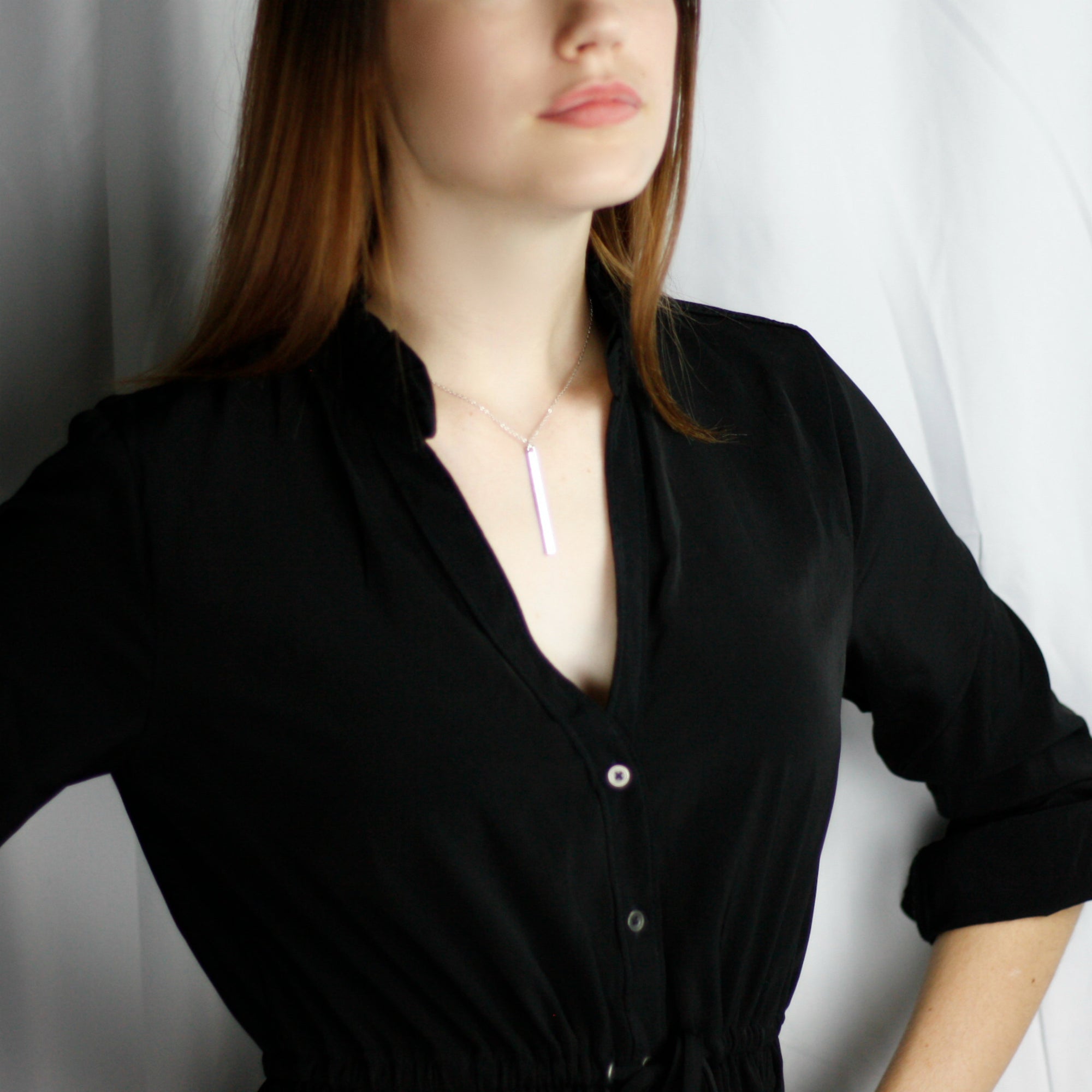 Custom Coordinates Necklace Vertical Bar Necklace Coordinate Necklace (FN-19)