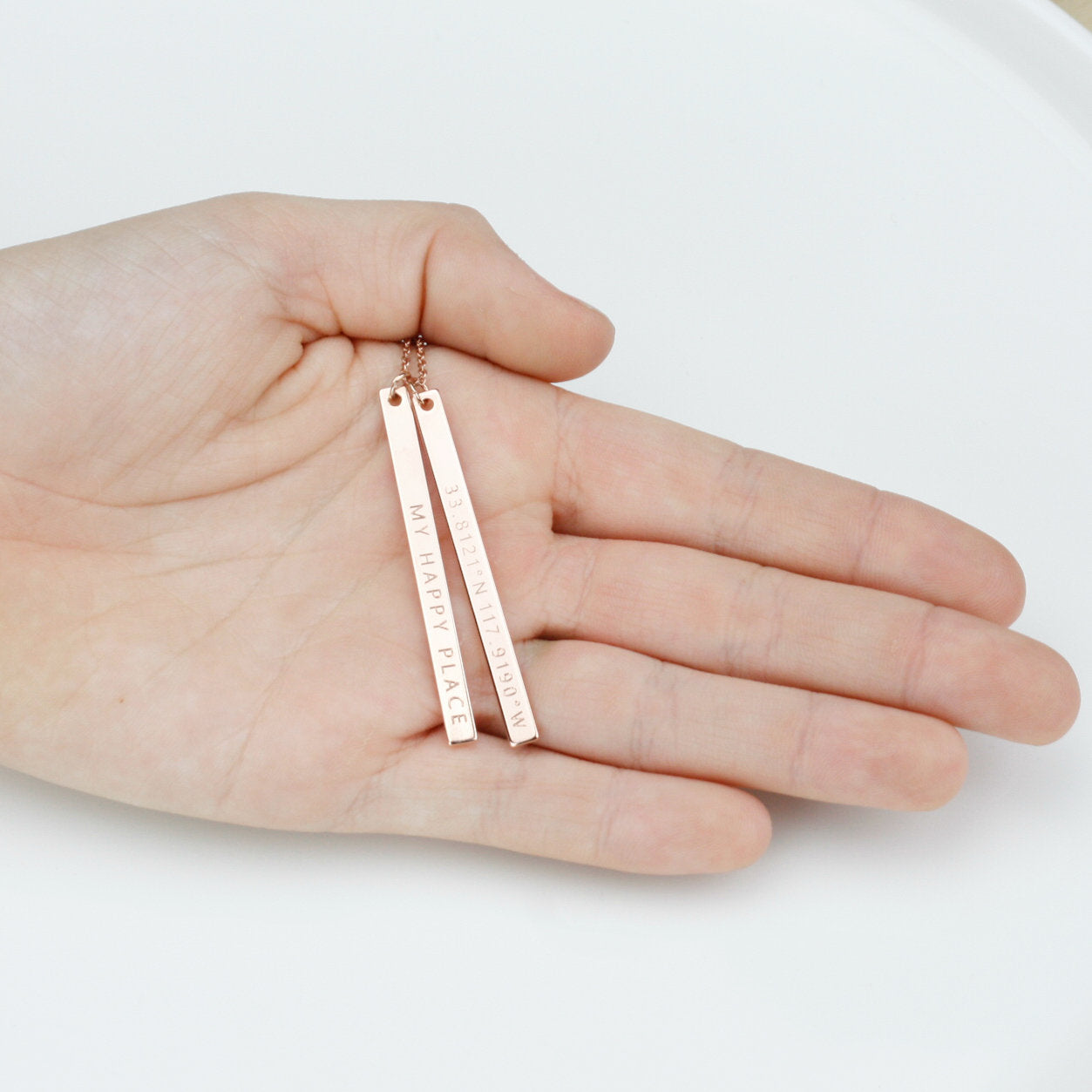 Custom Coordinates Necklace Vertical Bar Necklace Coordinate Necklace (FN-19)