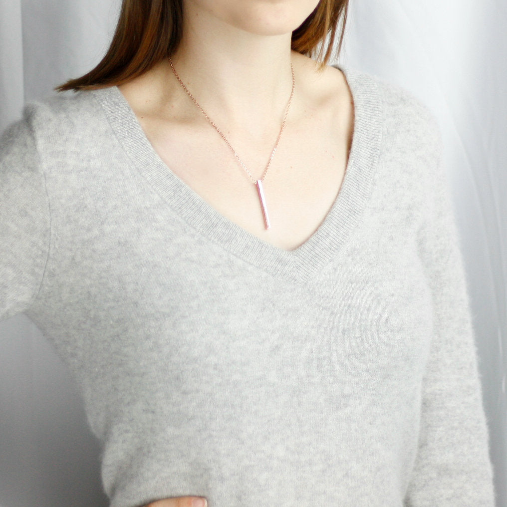 Custom Necklace Personalized Vertical Bar Necklace Coordinate Necklace (FN-102)
