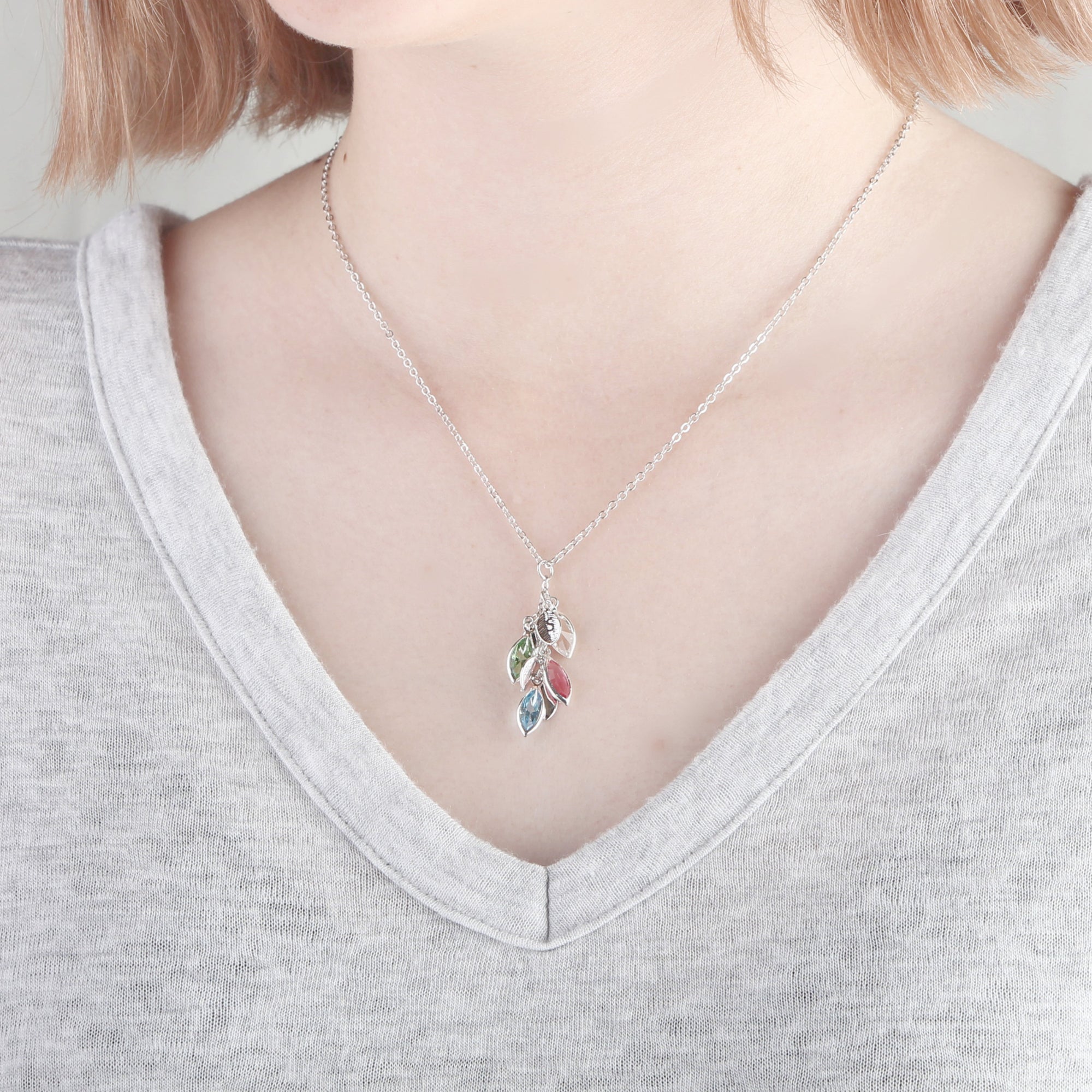 Custom Birthstone Necklace Grandma Necklace Family Tree Jewelry for Mom (FN-73)