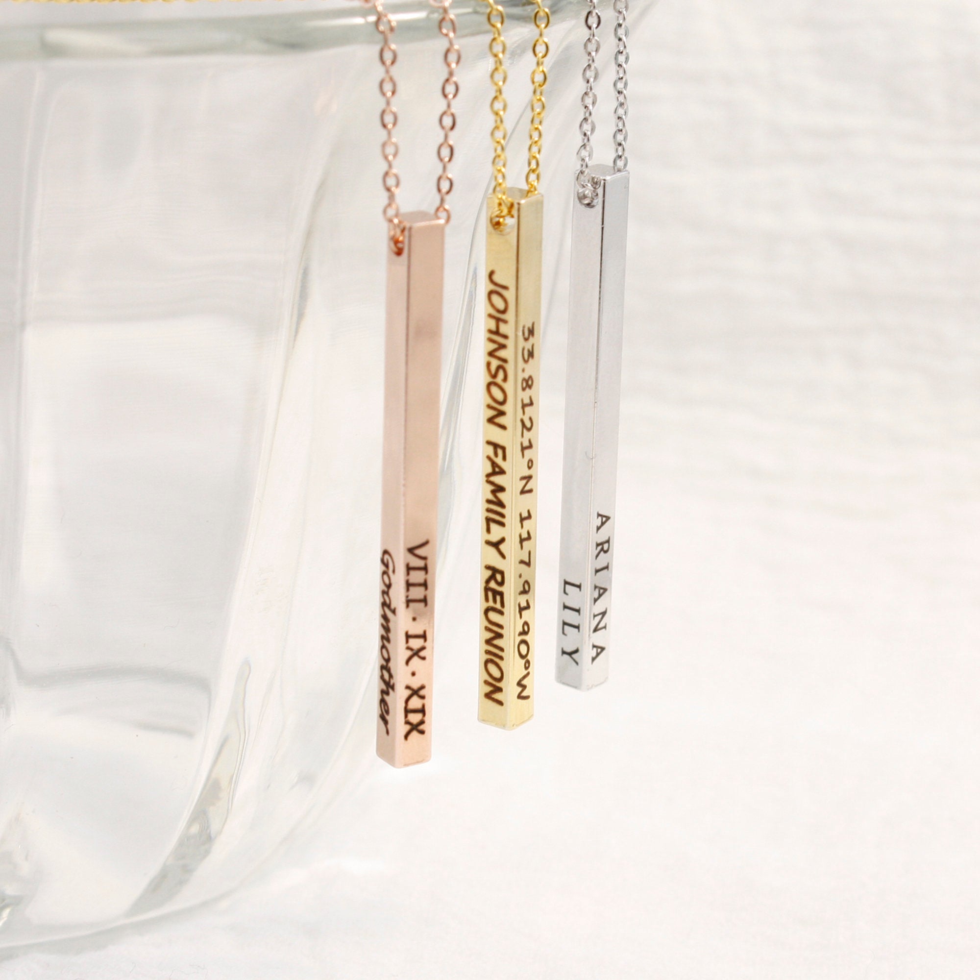 Custom Necklace Personalized Vertical Bar Necklace Coordinate Necklace (FN-102)