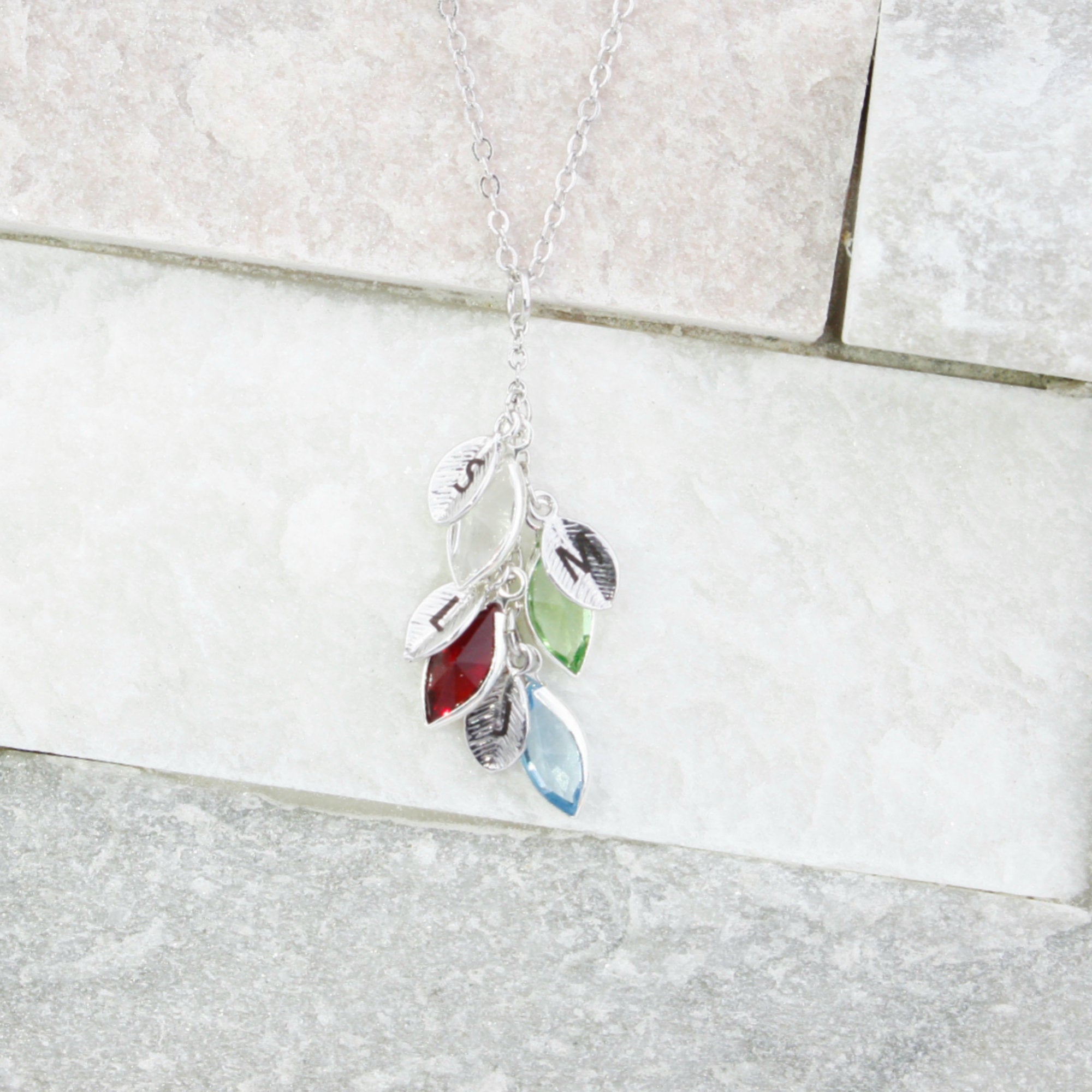 Custom Birthstone Necklace Grandma Necklace Family Tree Jewelry for Mom (FN-73)