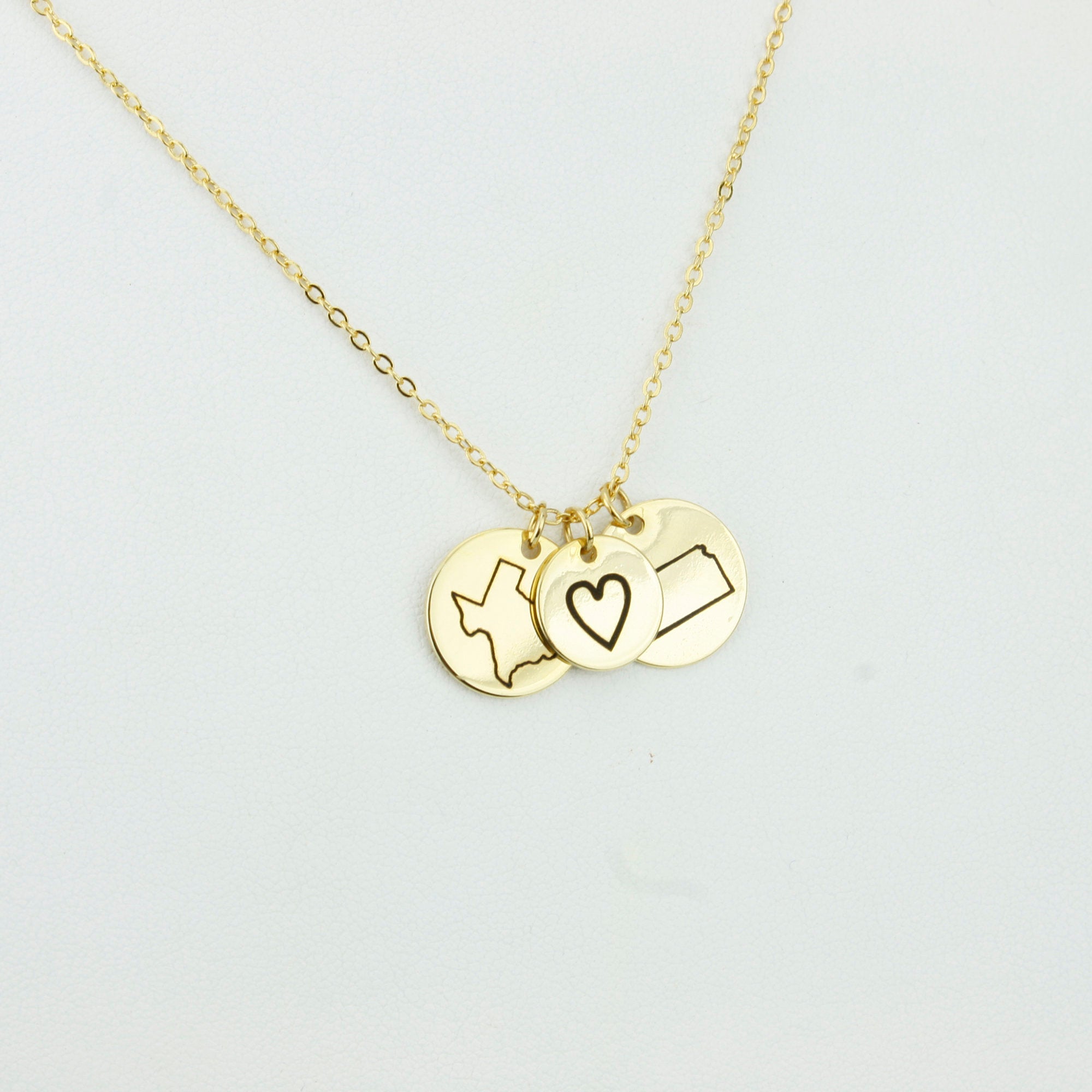 Long Distance State Necklace Relationship Necklace State Outlines State Jewelry (FN-97)